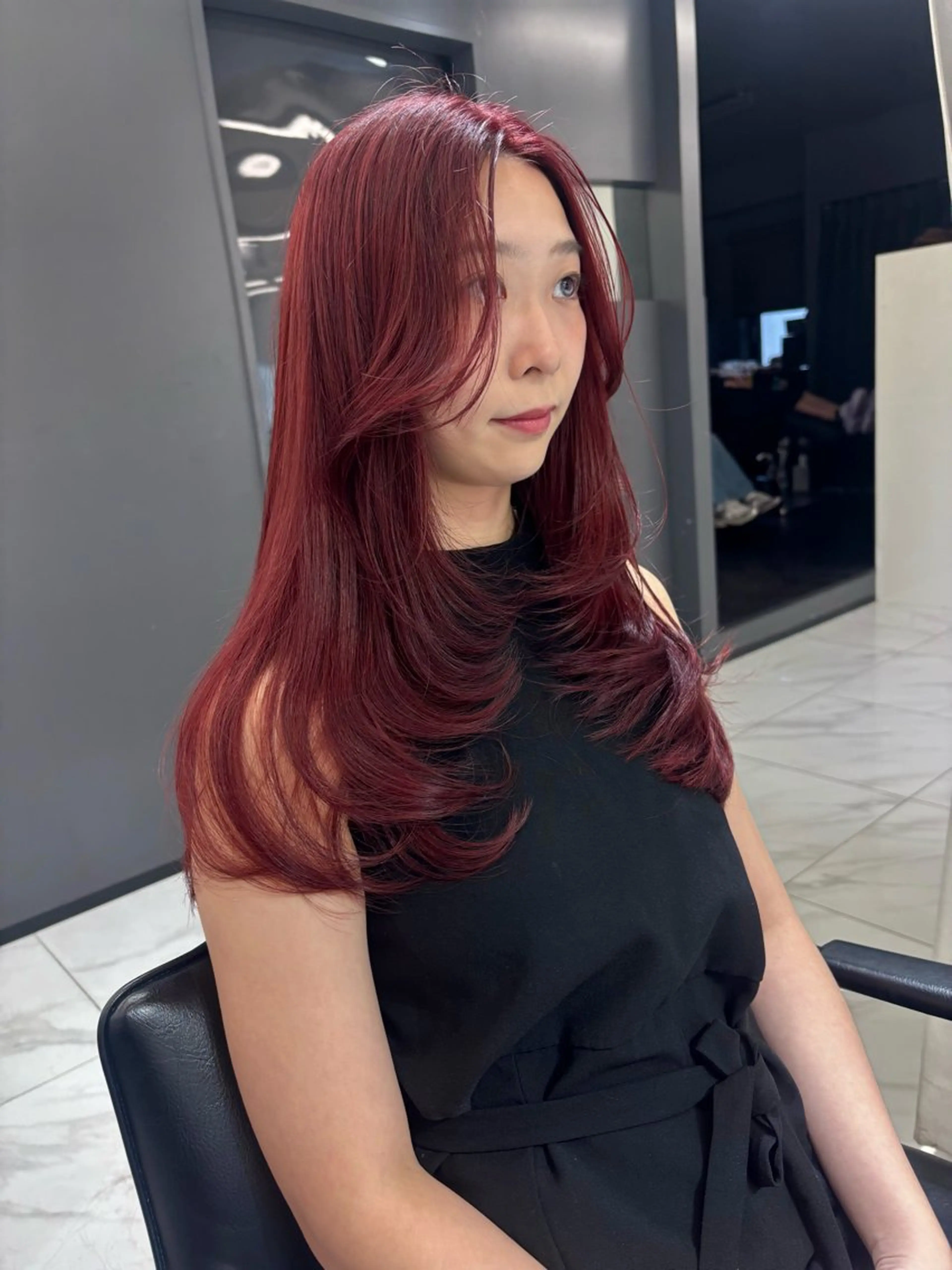 セミロング カラー ブリーチ 韓国風ヘア レイヤーカット ヘアカラー トリートメント 🩶大人韓国ヘア 渋谷/Satsukiのヘアスタイル