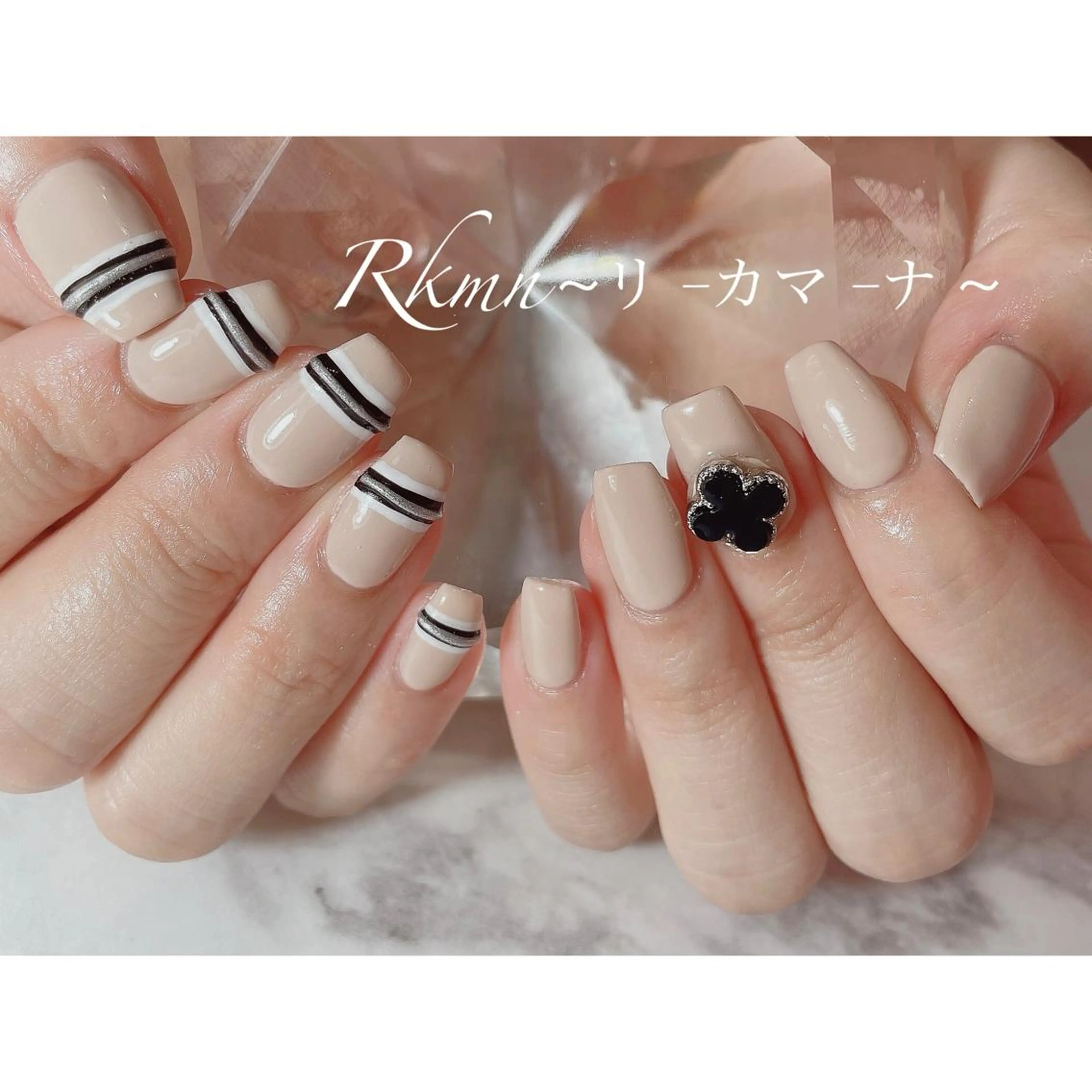 ネイル アートネイル ボーダー 春ネイル ハンドネイル フットネイル ハンドケア Rkmn ~リ-カマ-ナ~のネイルデザイン