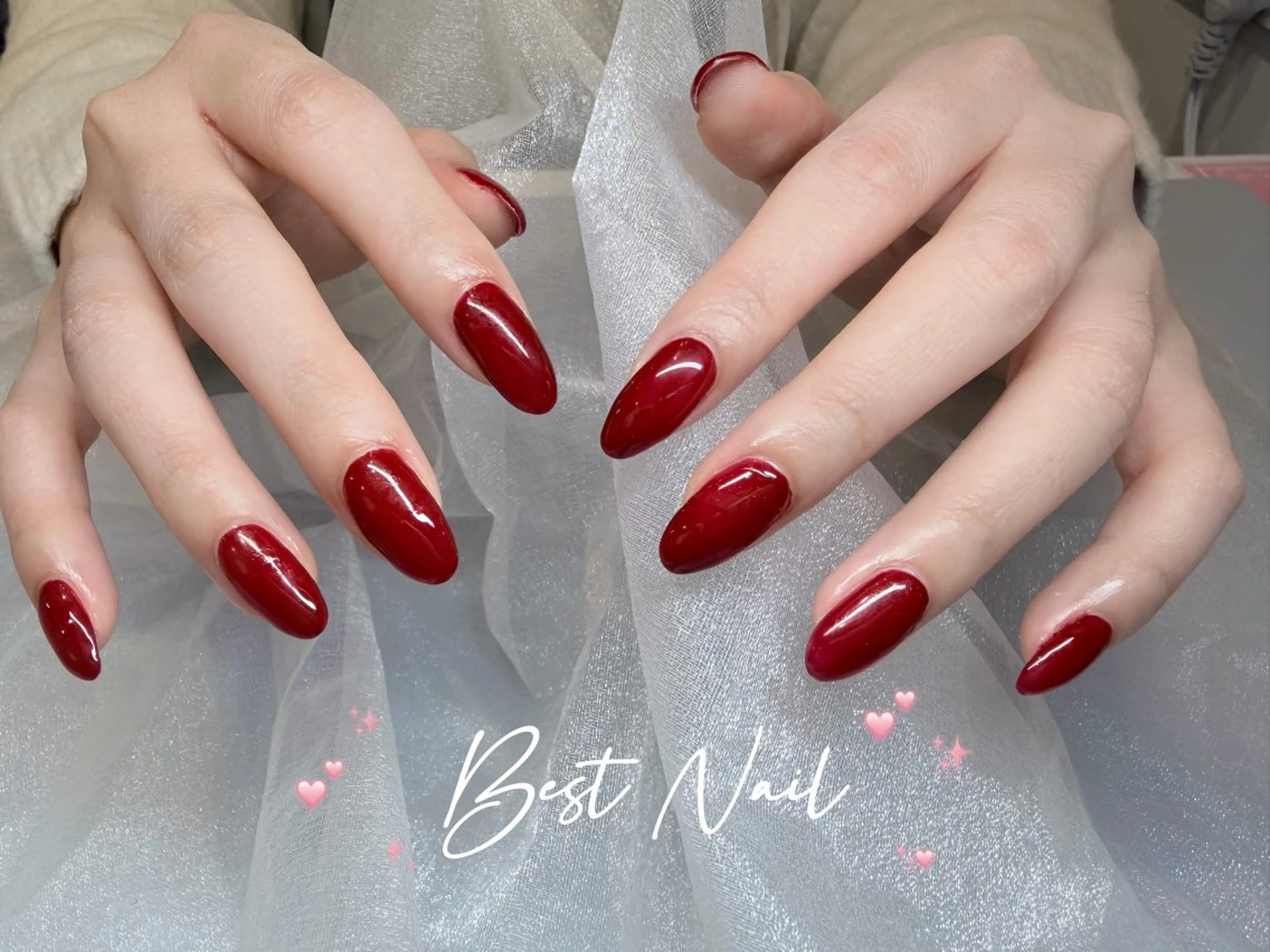 ネイル アートネイル オーロラネイル クリアネイル 長さ出し フレンチネイル mi saのネイルデザイン