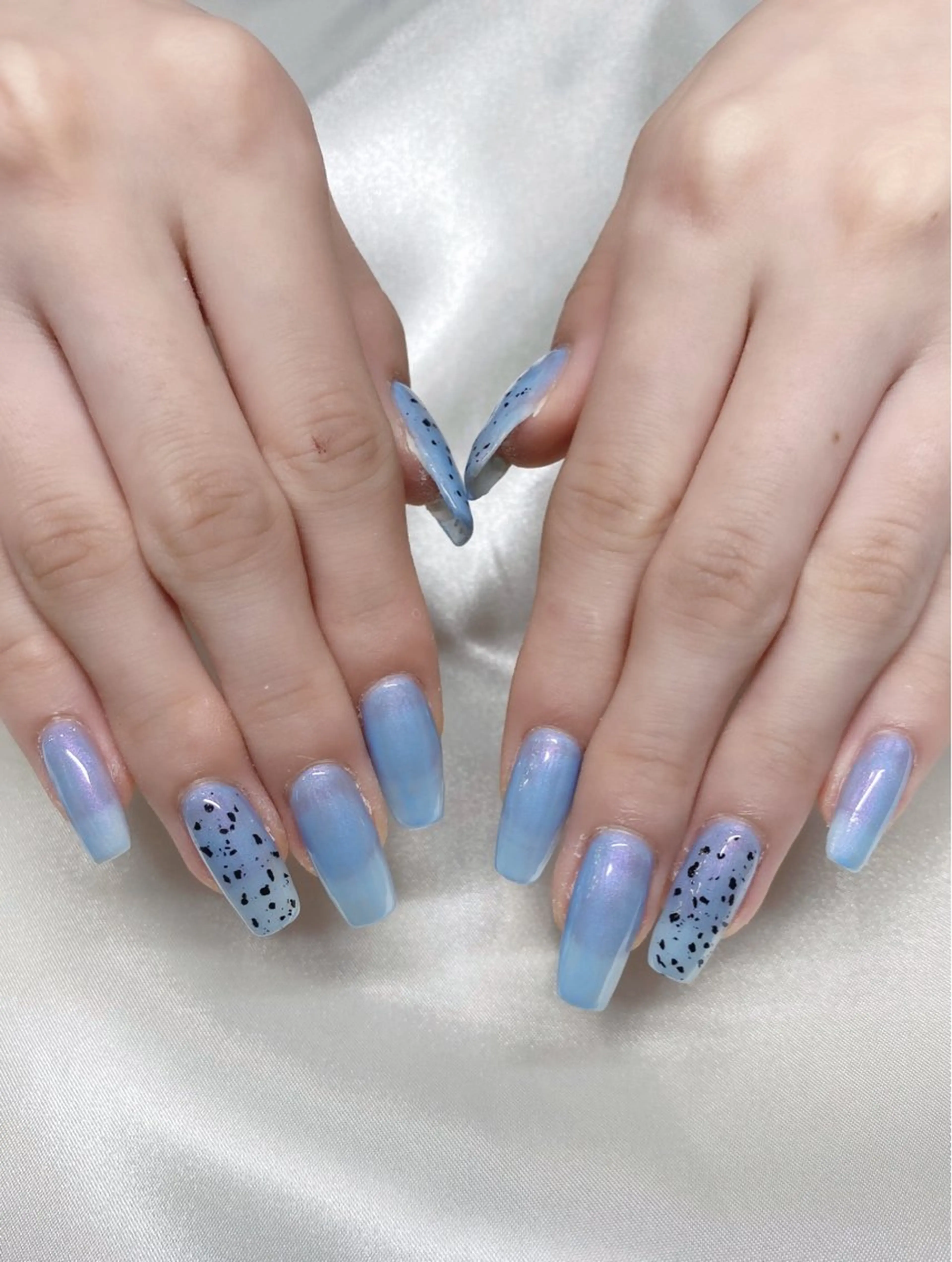 ネイル ブルー ジェルネイル ロングネイル パラジェル 夏ネイル ネイルズシャトン Jrネイリスト松本のネイルデザイン