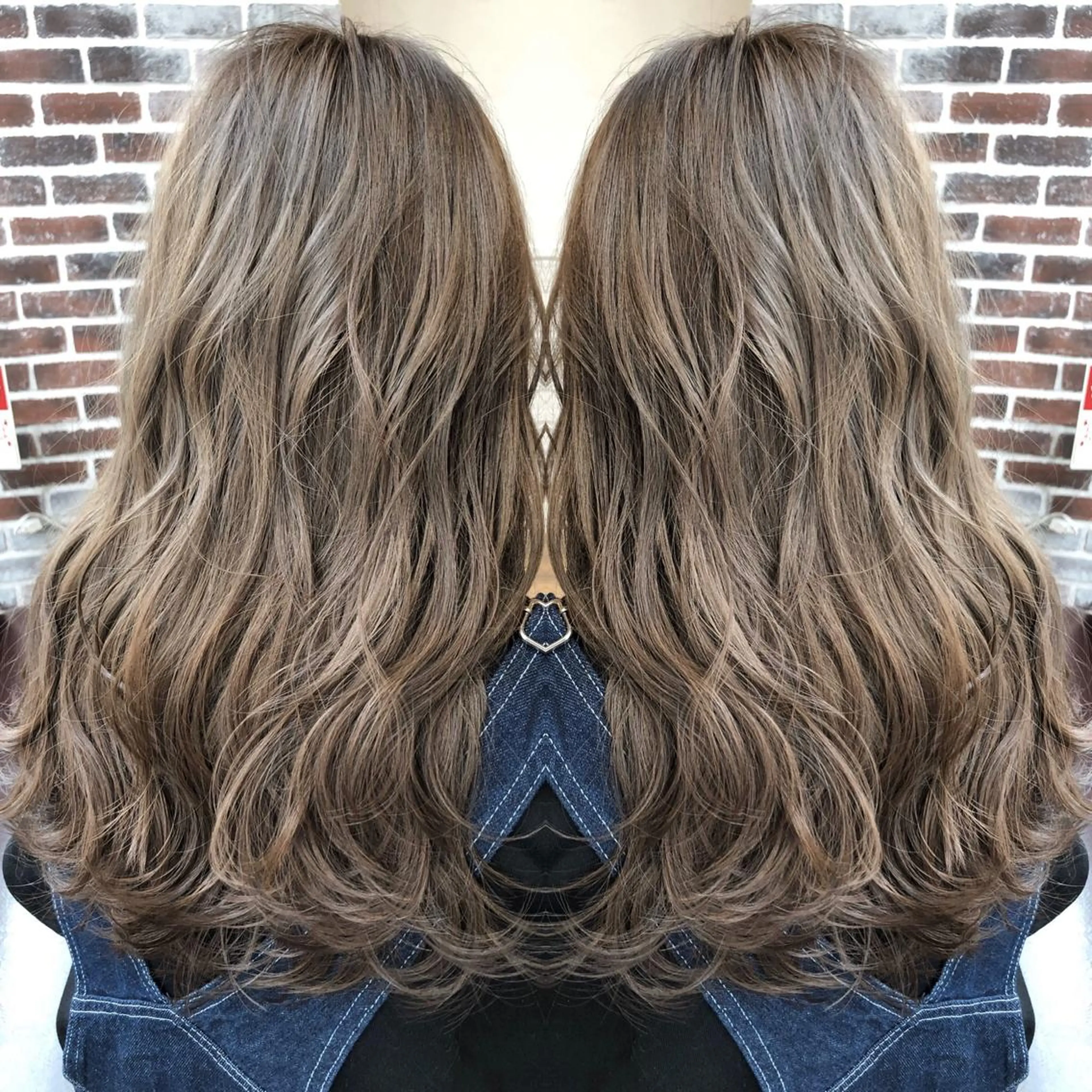 ロング カラー アディクシーカラー ブリーチ ダブルカラー グレージュ ハイトーンカラー ヘアカラー トリートメント 木下大地 HAIR Oneのヘアスタイル