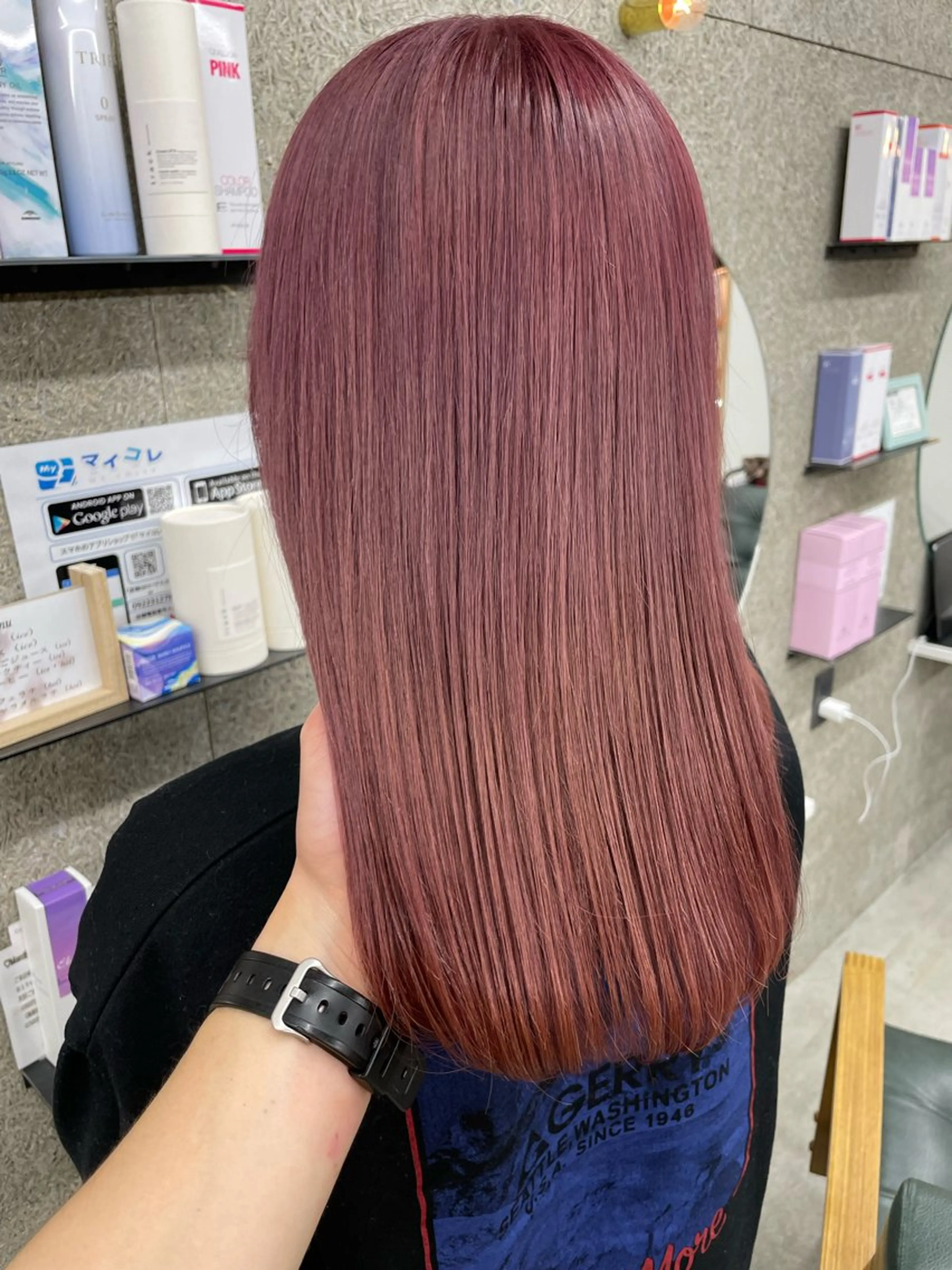 セミロング カラー ケアカラー トリートメント 酸熱トリートメント トリートメント Lull1人美容室 バレイヤージュのヘアスタイル