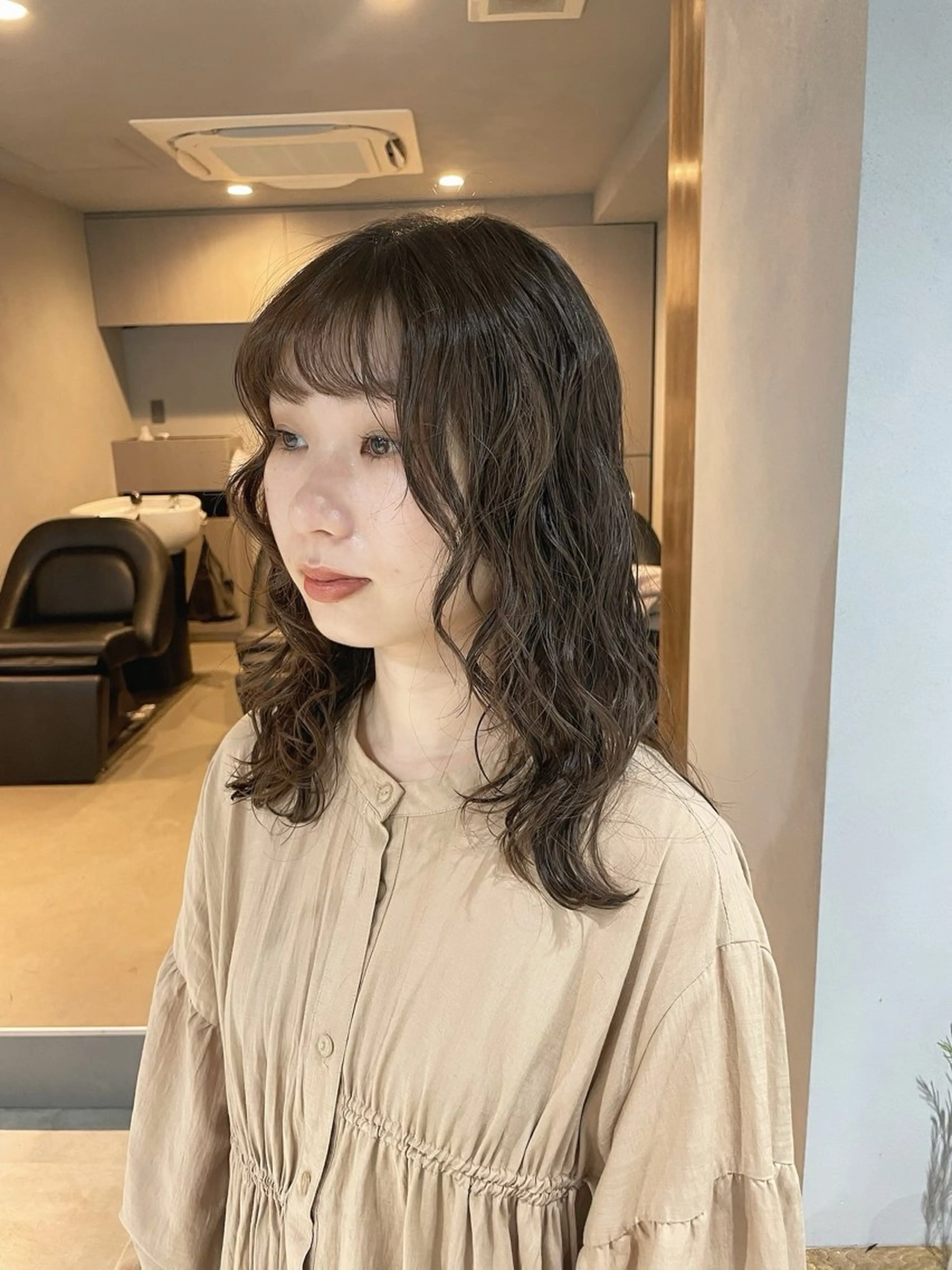 ミディアム パーマ ミディアムパーマ レイヤーカット デジタルパーマ 【表参道】Ruri デジタルパーマのヘアスタイル