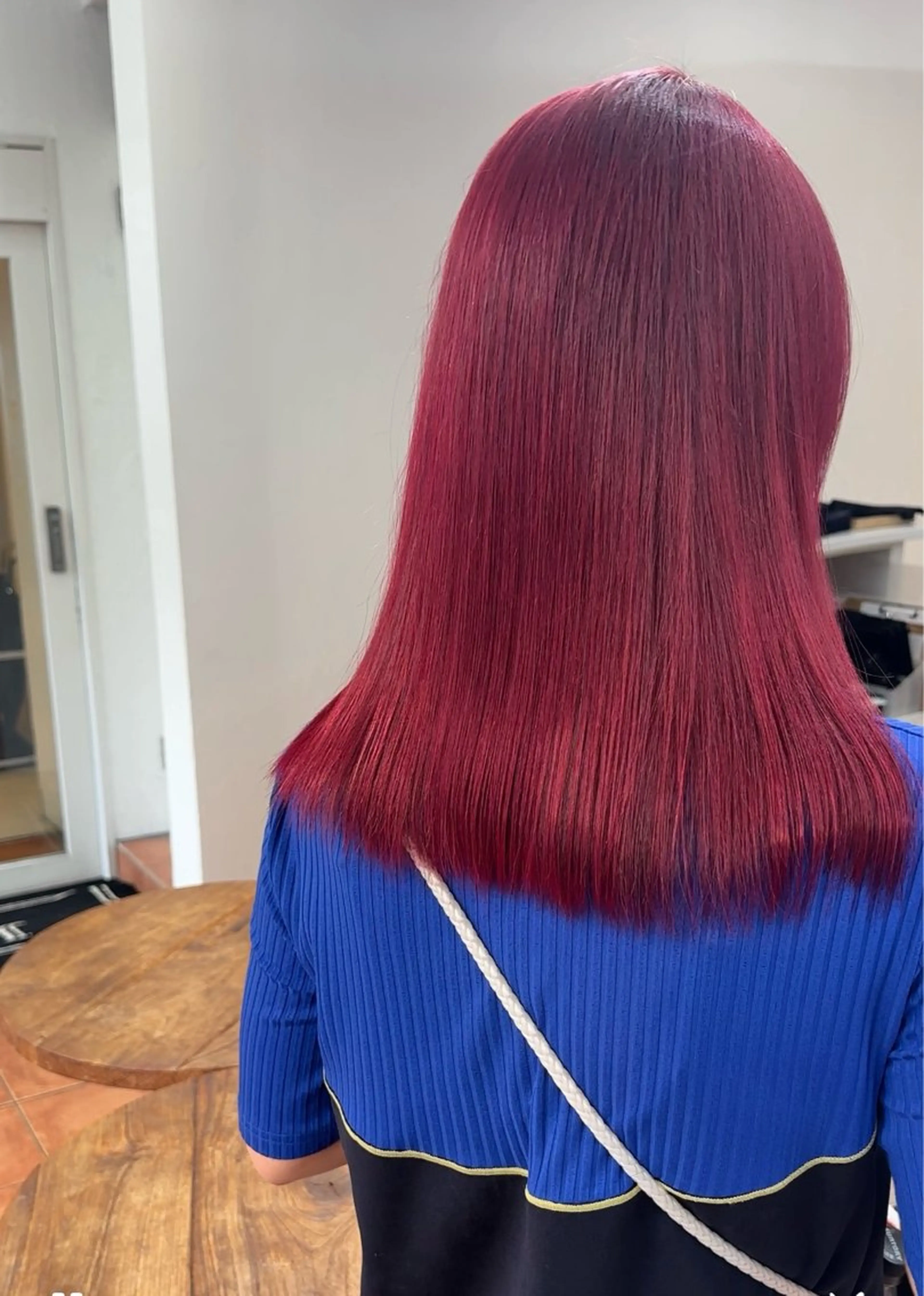 セミロング ブリーチなしピンク 縮毛艶髪矯正/吉村のヘアスタイル