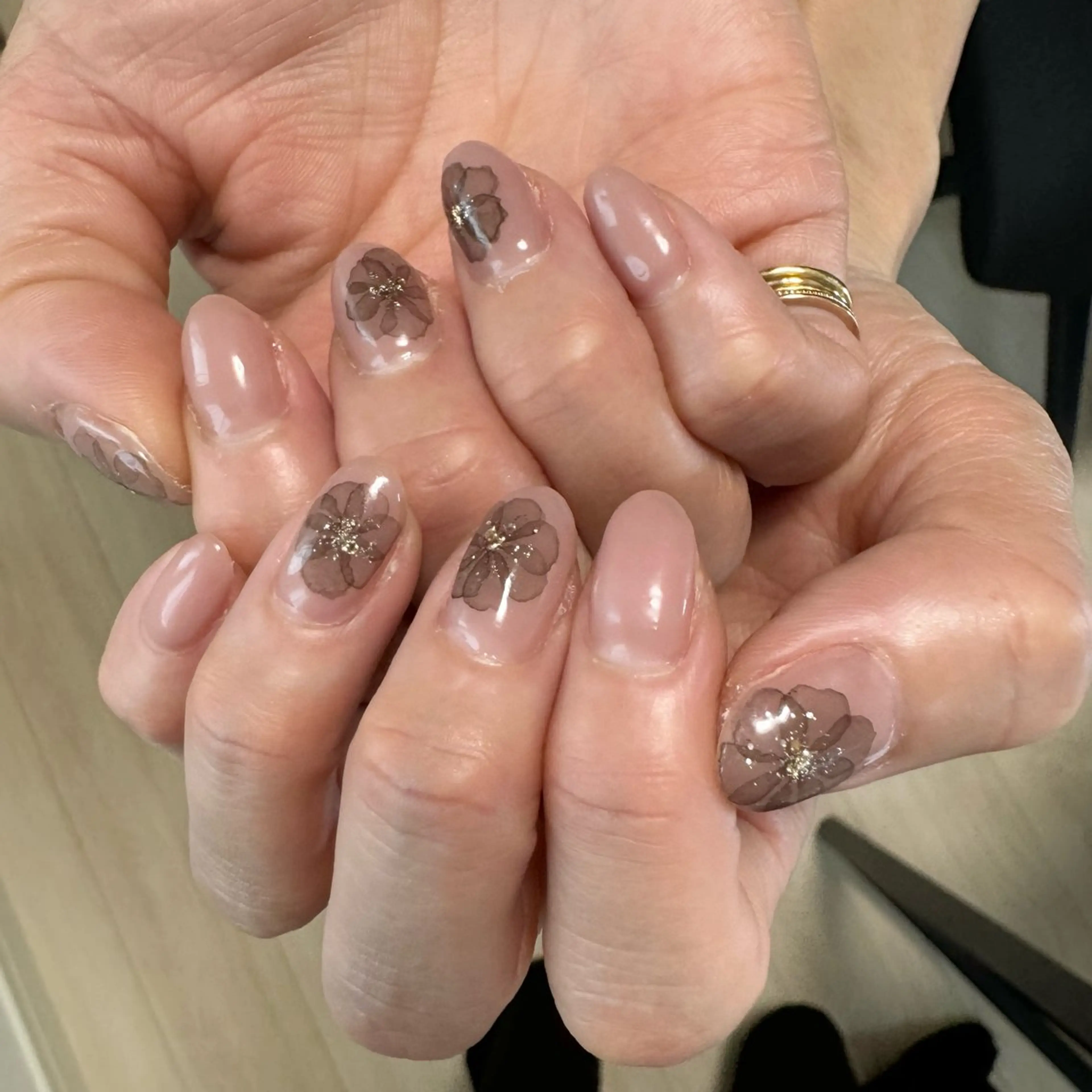 ネイル フラワーネイル ワンカラーネイル Hana_ Rieのネイルデザイン