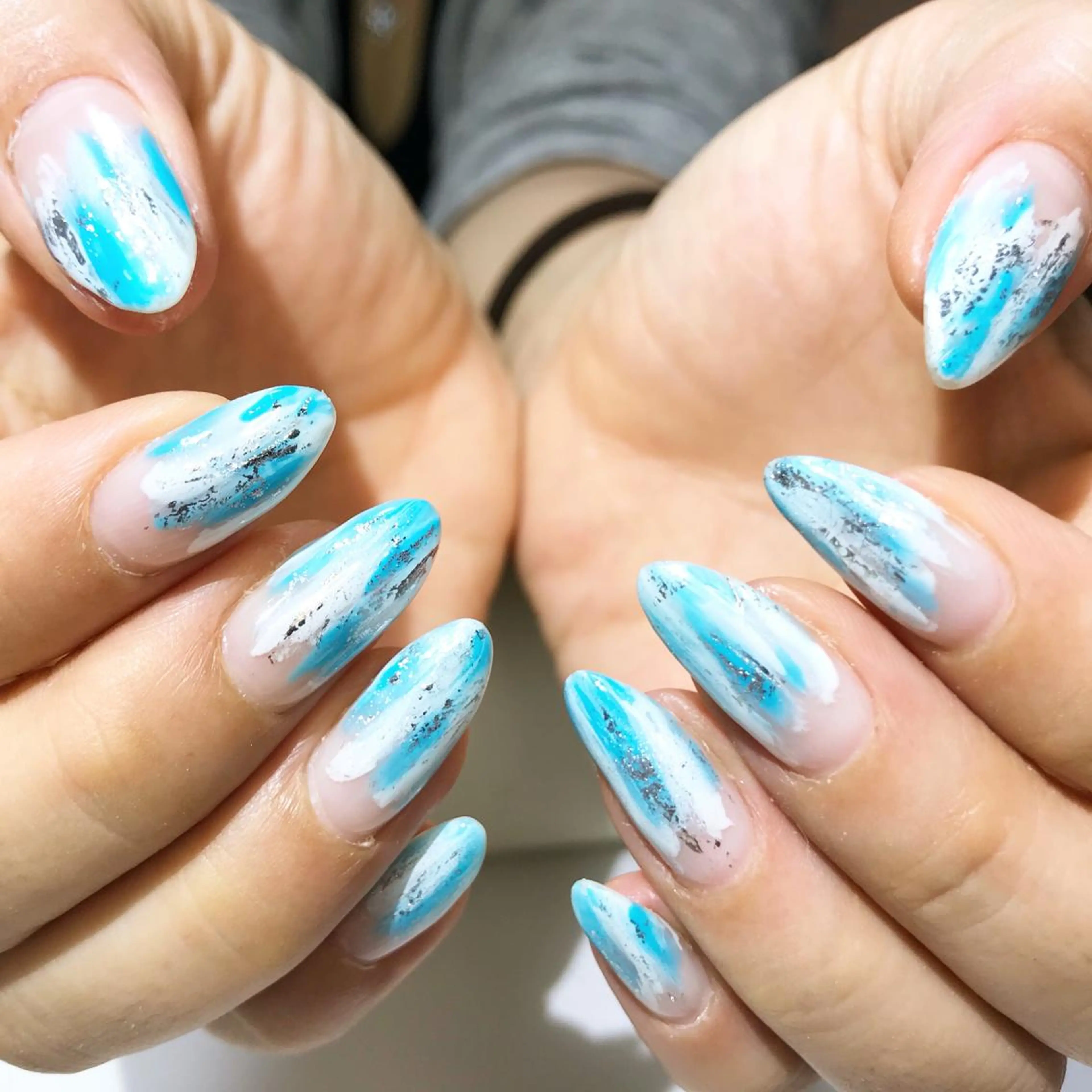 ネイル フットネイル 水色 シンプルネイル 春ネイル 夏ネイル nail fufla ♡yamane♡のネイルデザイン