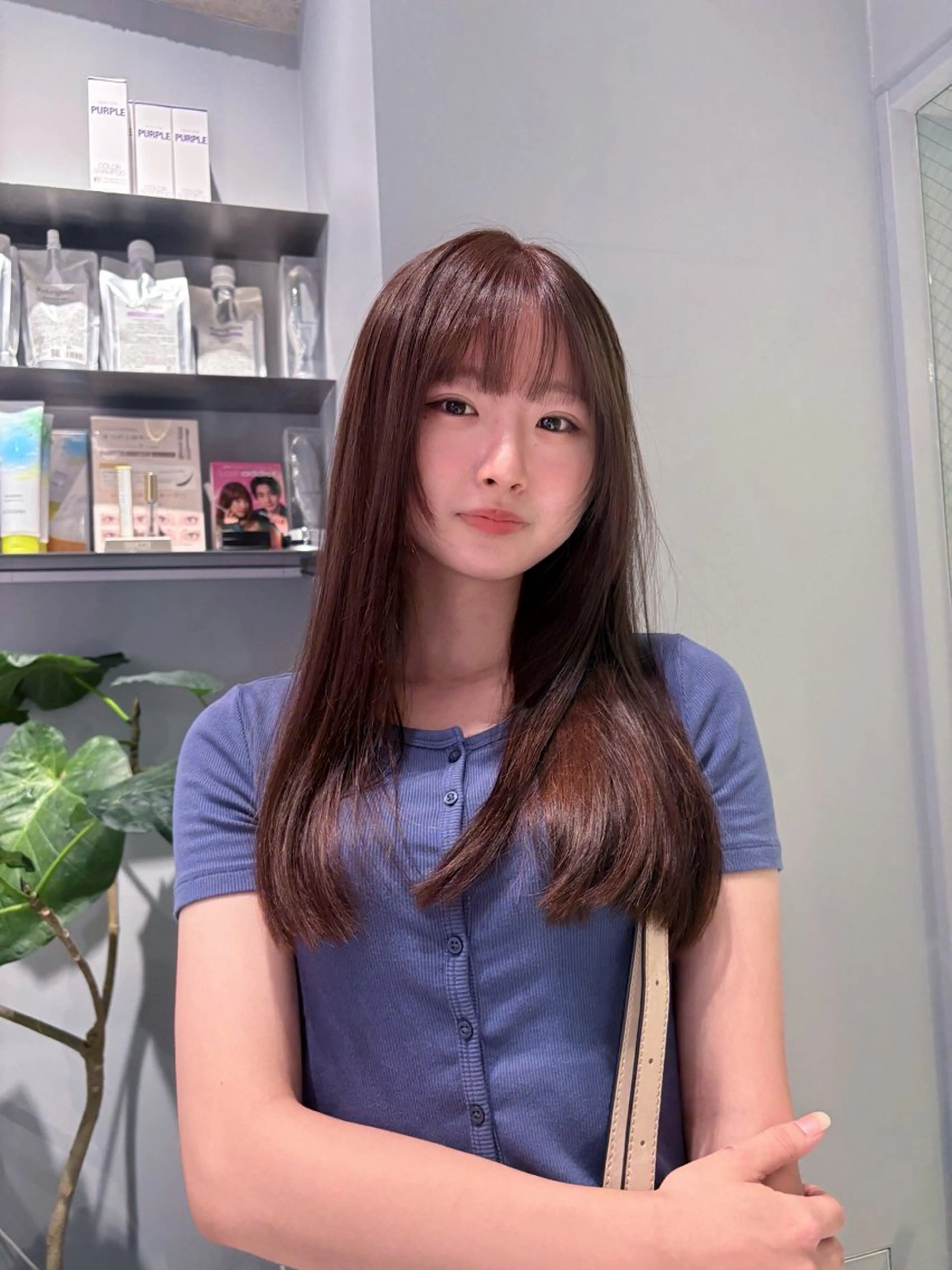 セミロング カラー カット ヘアカラー トリートメント 菜々🫧新宿 透明感ケアブリーチのヘアスタイル