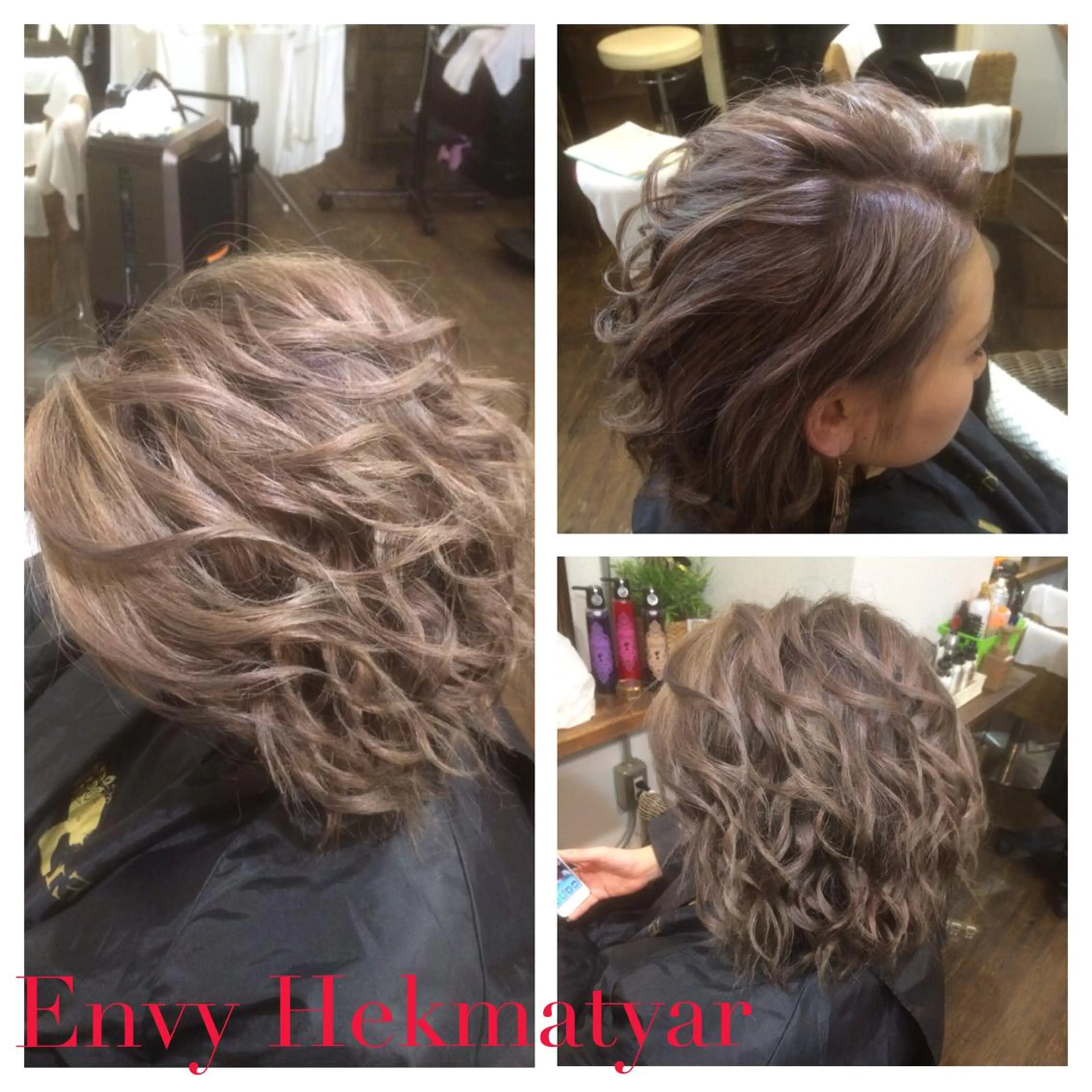 ミディアム セミロング カラー ダブルカラー グレージュ 髪質改善×ハイトーン 中田啄也のヘアスタイル