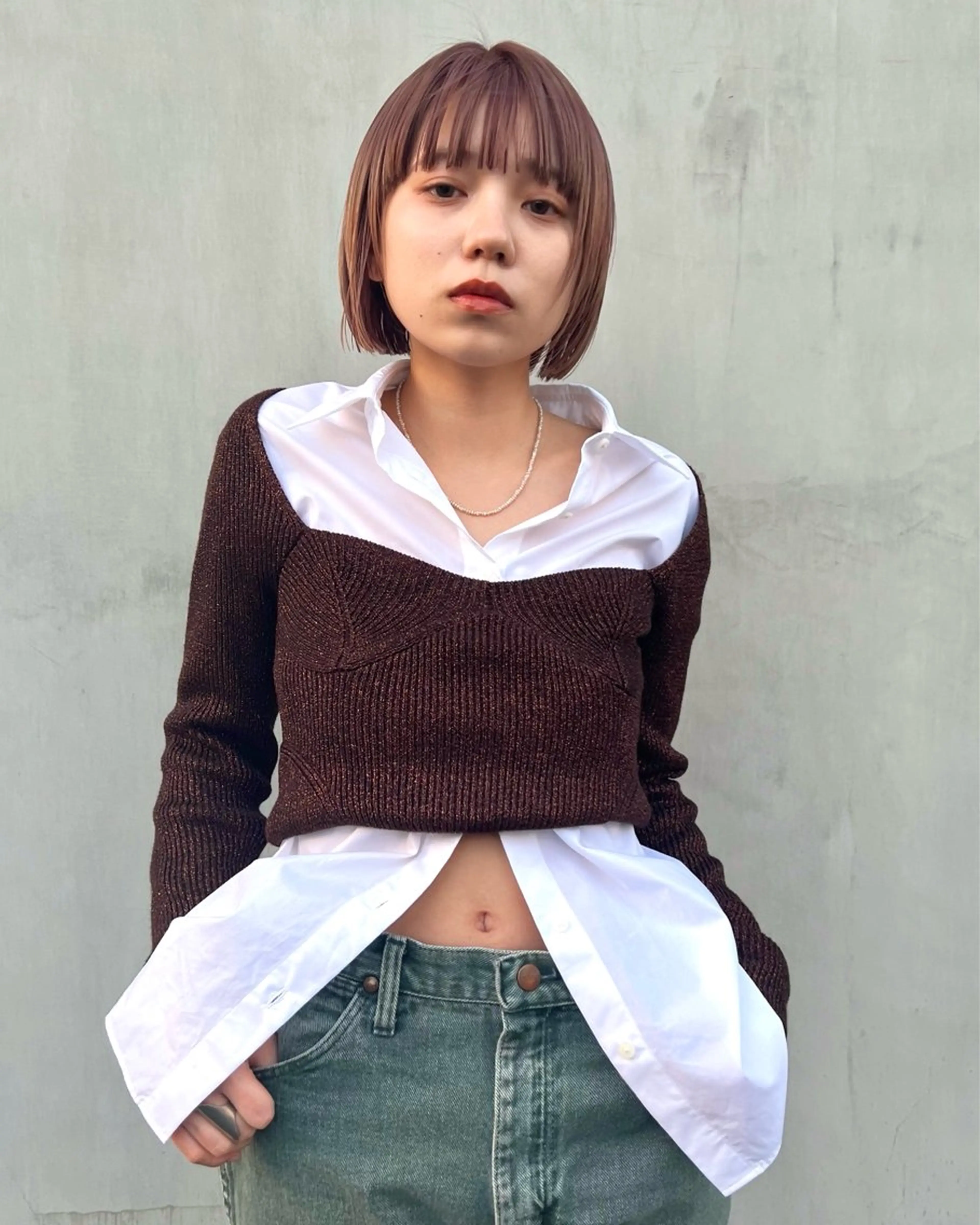 ショート カラー ベージュカラー ピンクカラー ピンクベージュ ボブ カット ヘアカラー トリートメント Kaito🐶 /デザイン/レイヤーのヘアスタイル
