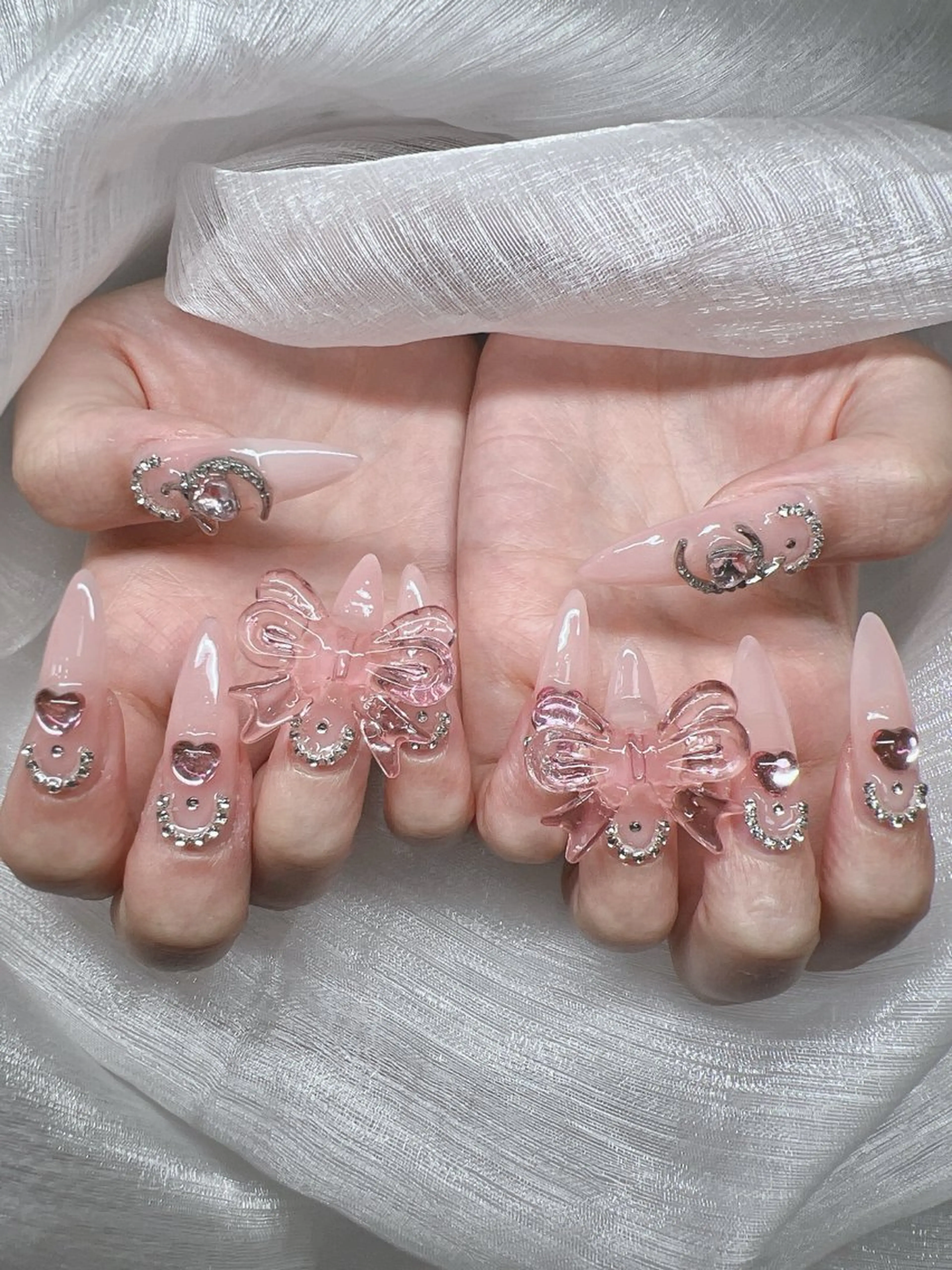 ネイル 長さ出し グラデーション キラキラネイル マグネットネイル ニュアンスネイル Lee Nails チップ長さだし専門店のネイルデザイン