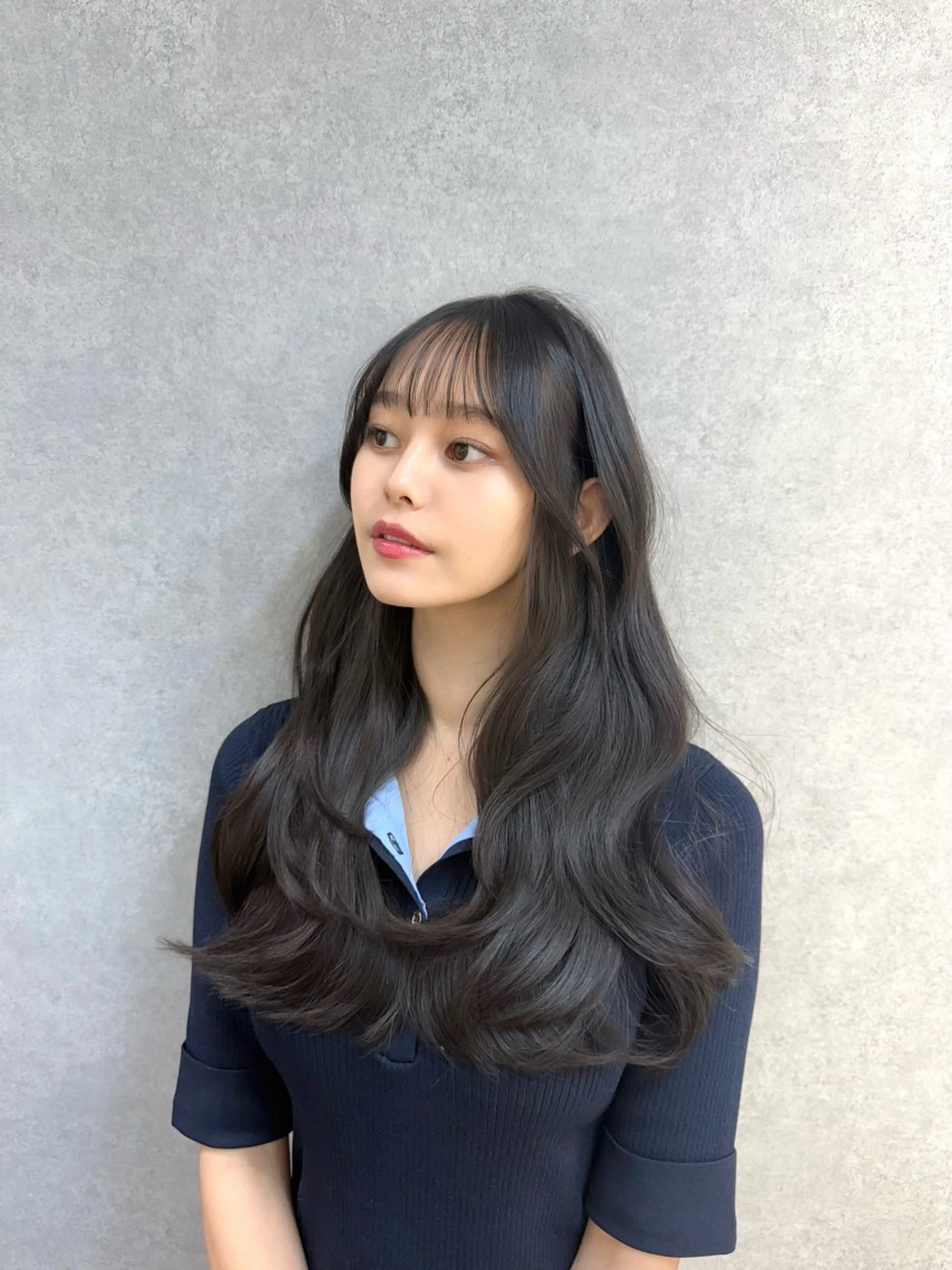 ロング 顔周りカット レイヤーカット 韓国風パーマ/ 菅沼 成郷のヘアスタイル