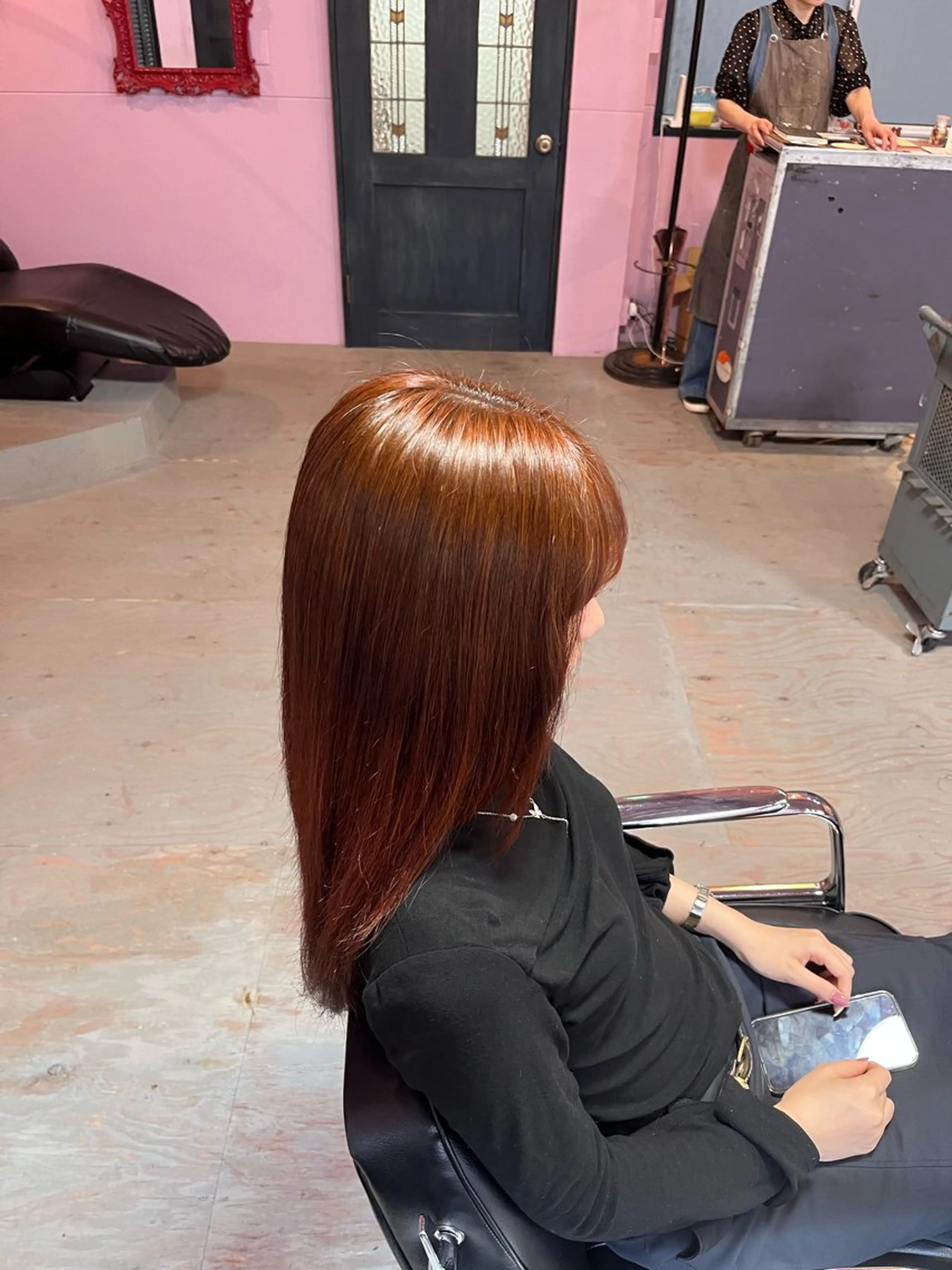 ロング カラー オレンジ レッドカラー ヘアカラー トリートメント PEACE   HAIR所属・藤野 海翔のヘアスタイル