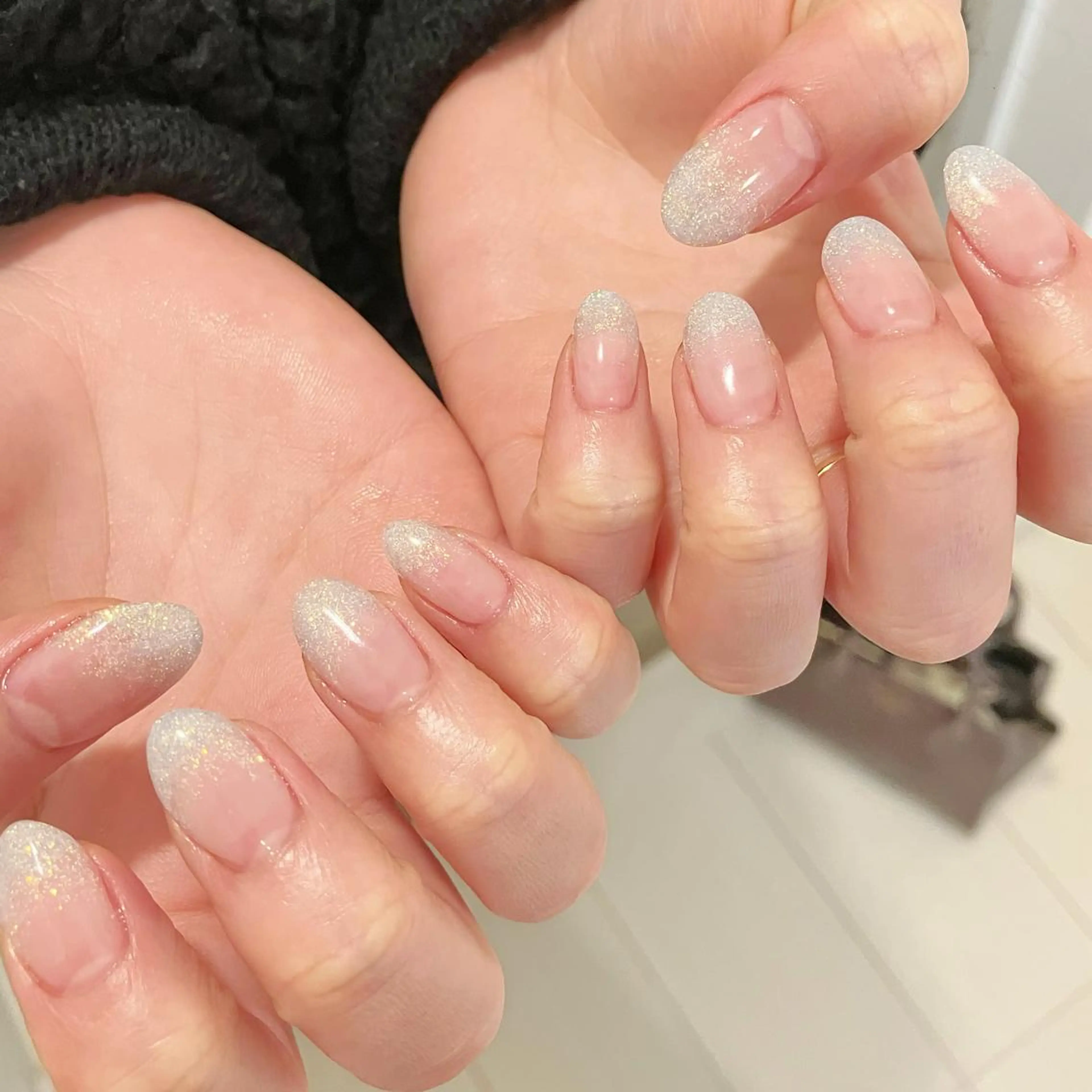 ネイル オーロラネイル フラッシュネイル ジェルネイル 氷ネイル・うるうるネイル キラキラネイル ハンドネイル Amour baseのネイルデザイン