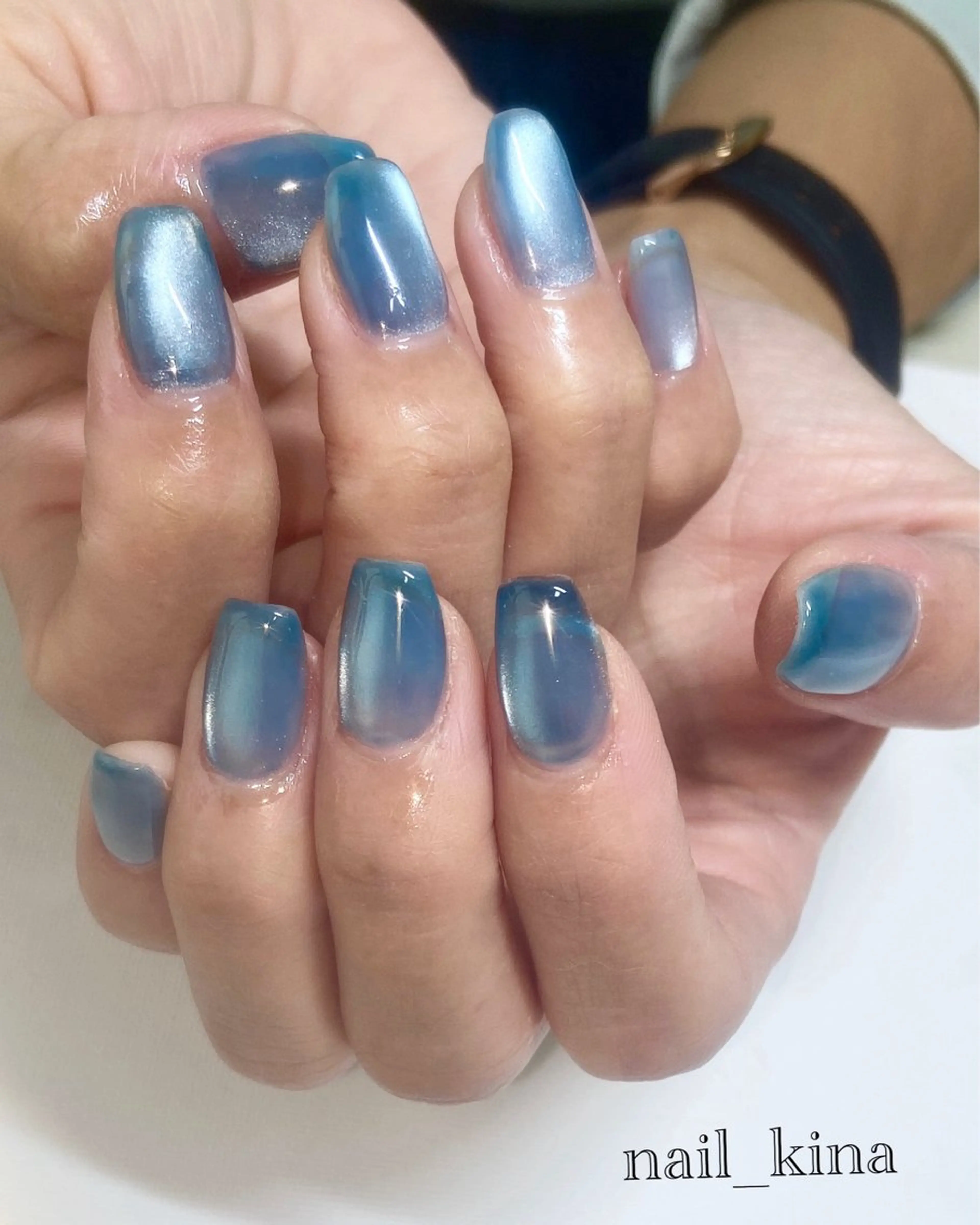 ネイル 長さ出し マグネットネイル マグネットワンカラー ワンカラーネイル 夏ネイル nail_ kinaのネイルデザイン