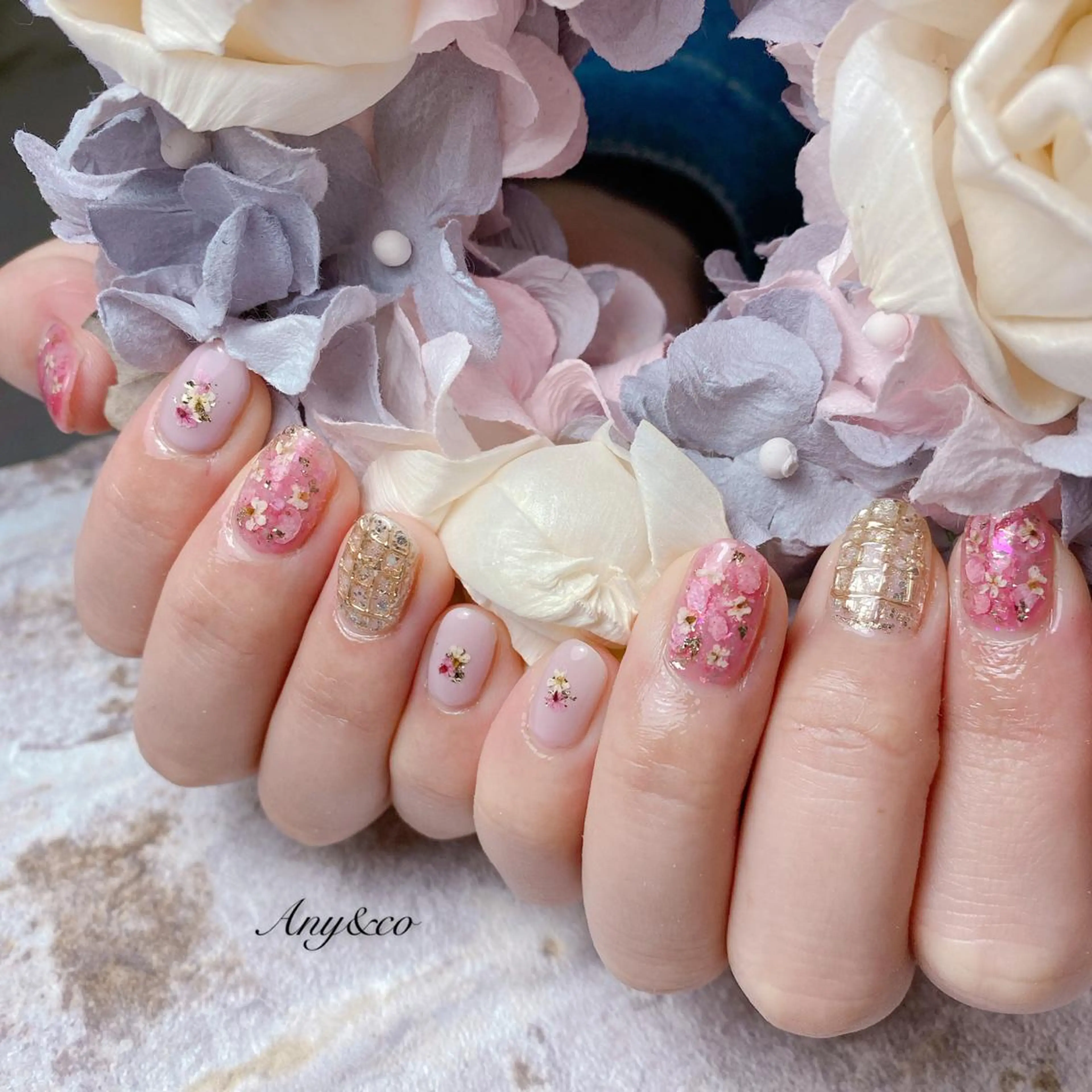 ネイル 桜ネイル 春ネイル ハンドネイル Any&co 【エニコ】のマツエク・マツパデザイン