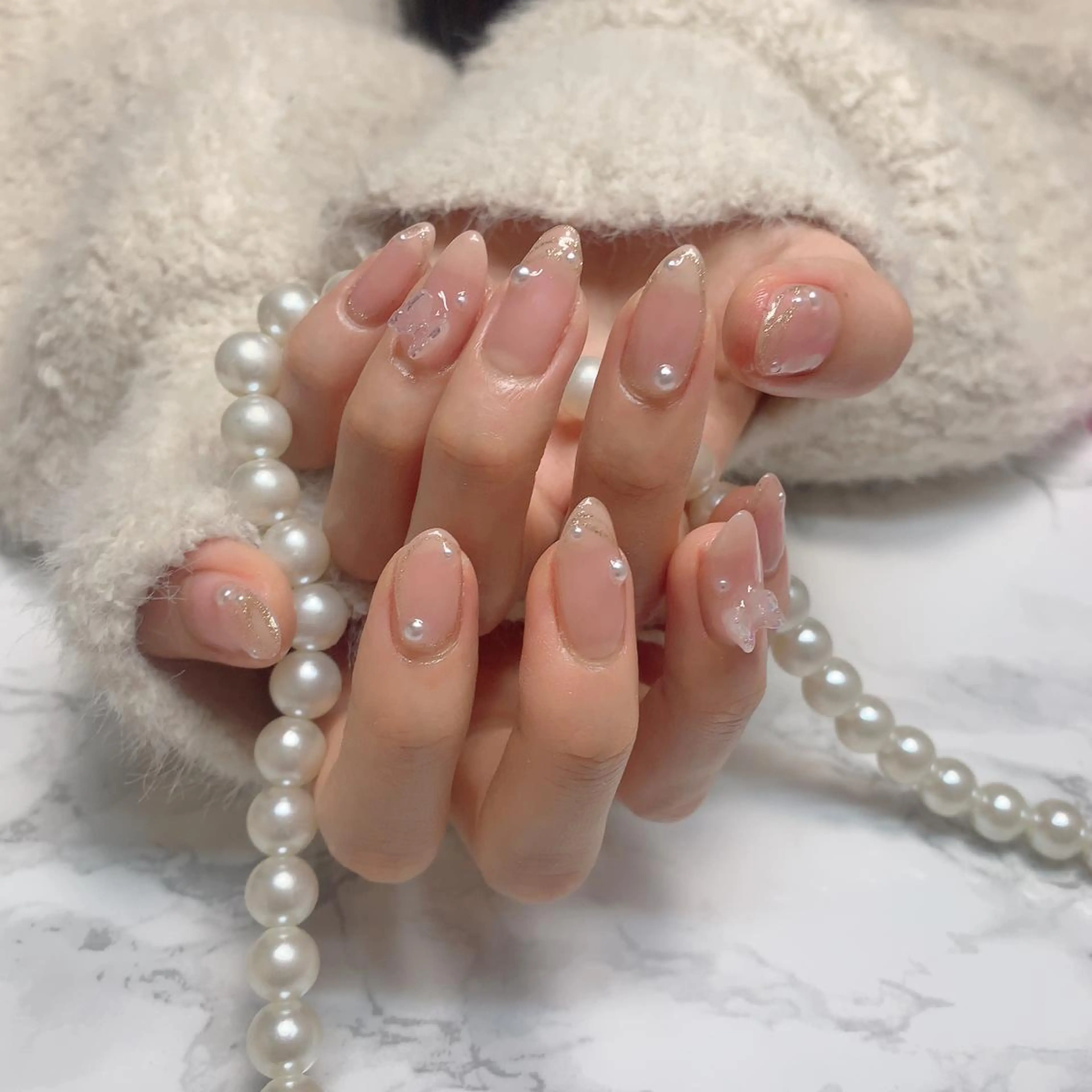 ネイル はな💎ネイル ワンホン、長さ出しのネイルデザイン