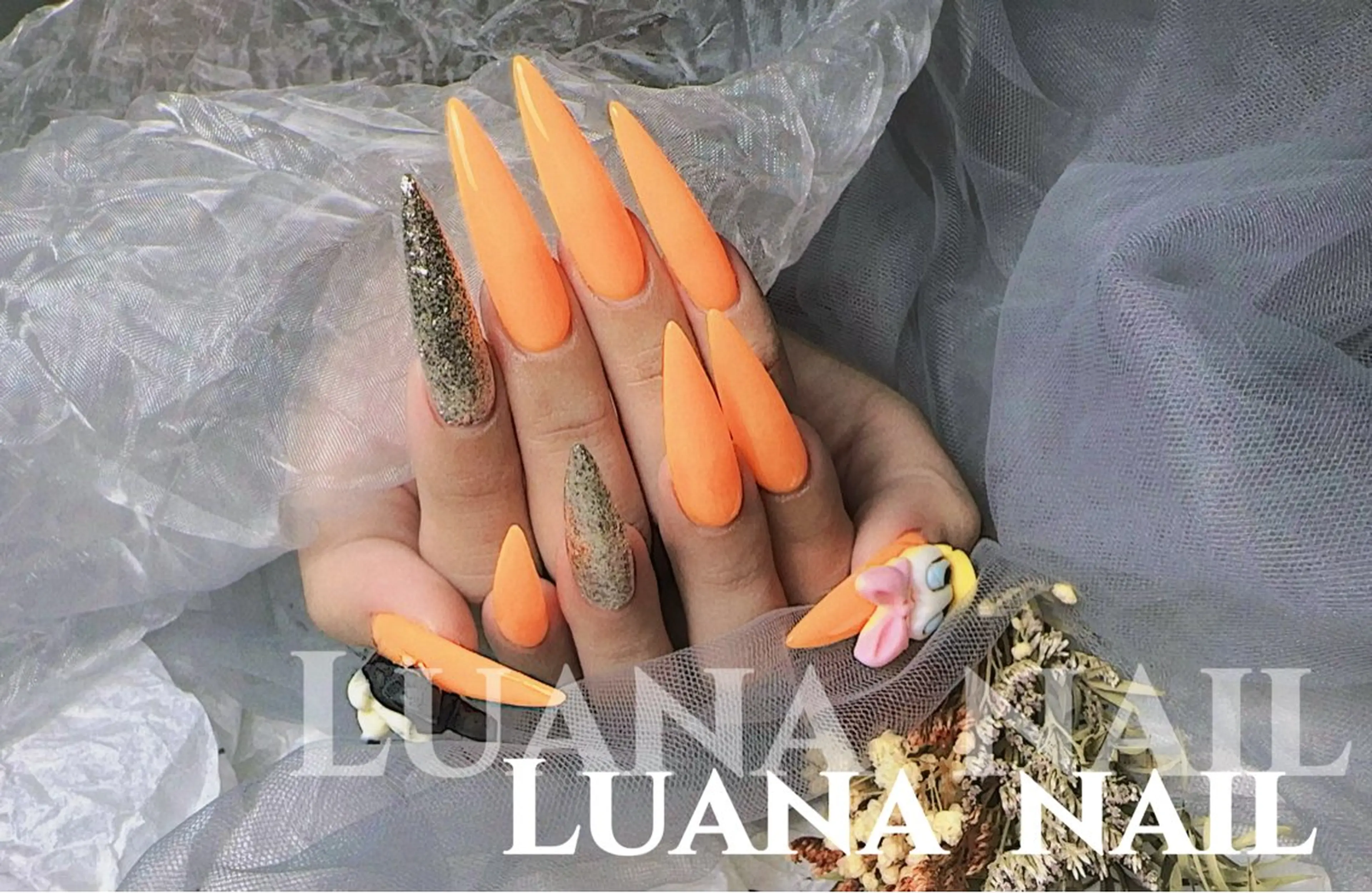 ネイル フラッシュネイル フレンチネイル 韓国ネイル ロングネイル マグネットネイル ハンドネイル ルアナネイル サロンのネイルデザイン