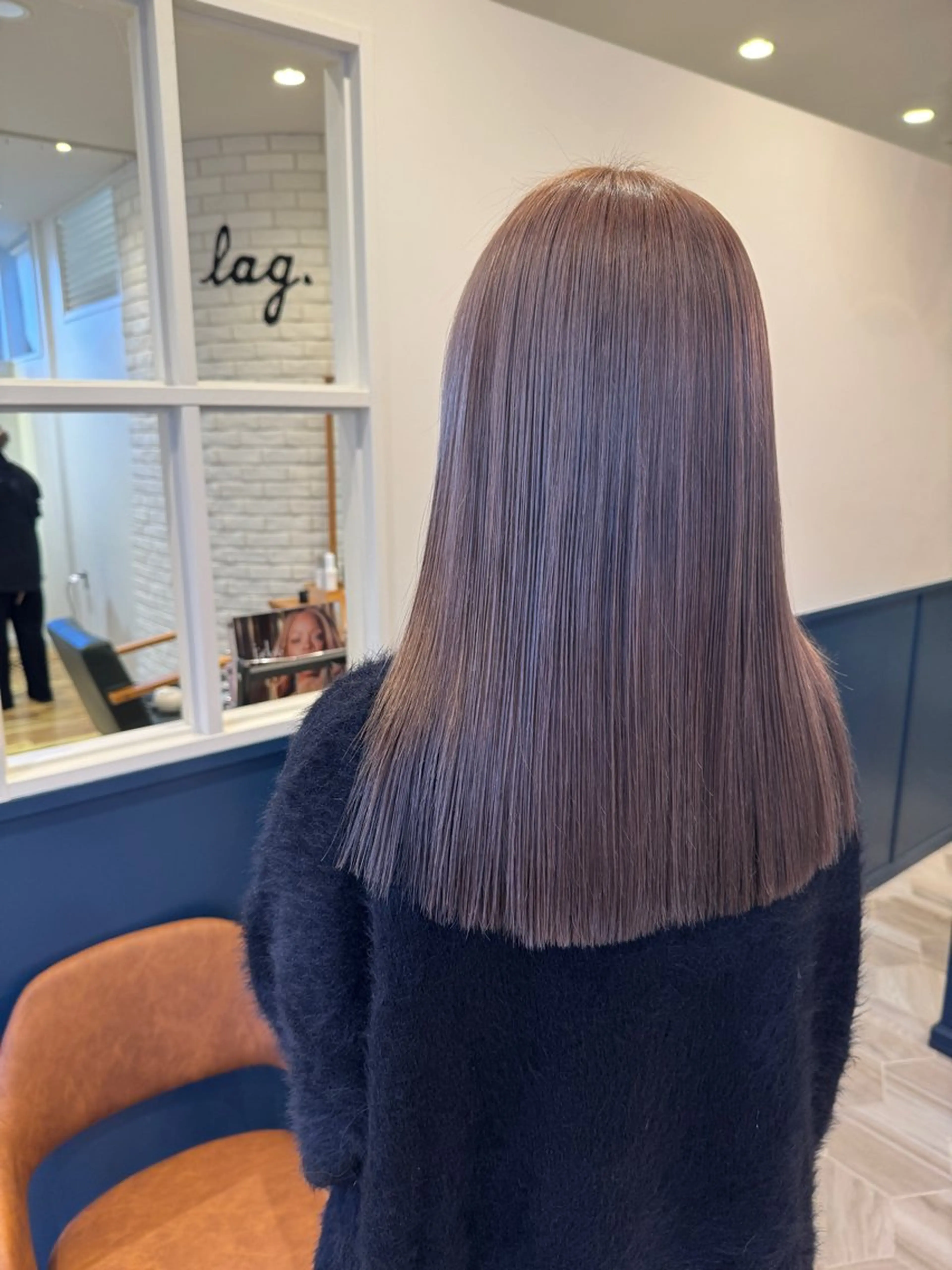 ミディアム カラー ブリーチ グレージュ ピンクカラー 仲野 亜由美のヘアスタイル