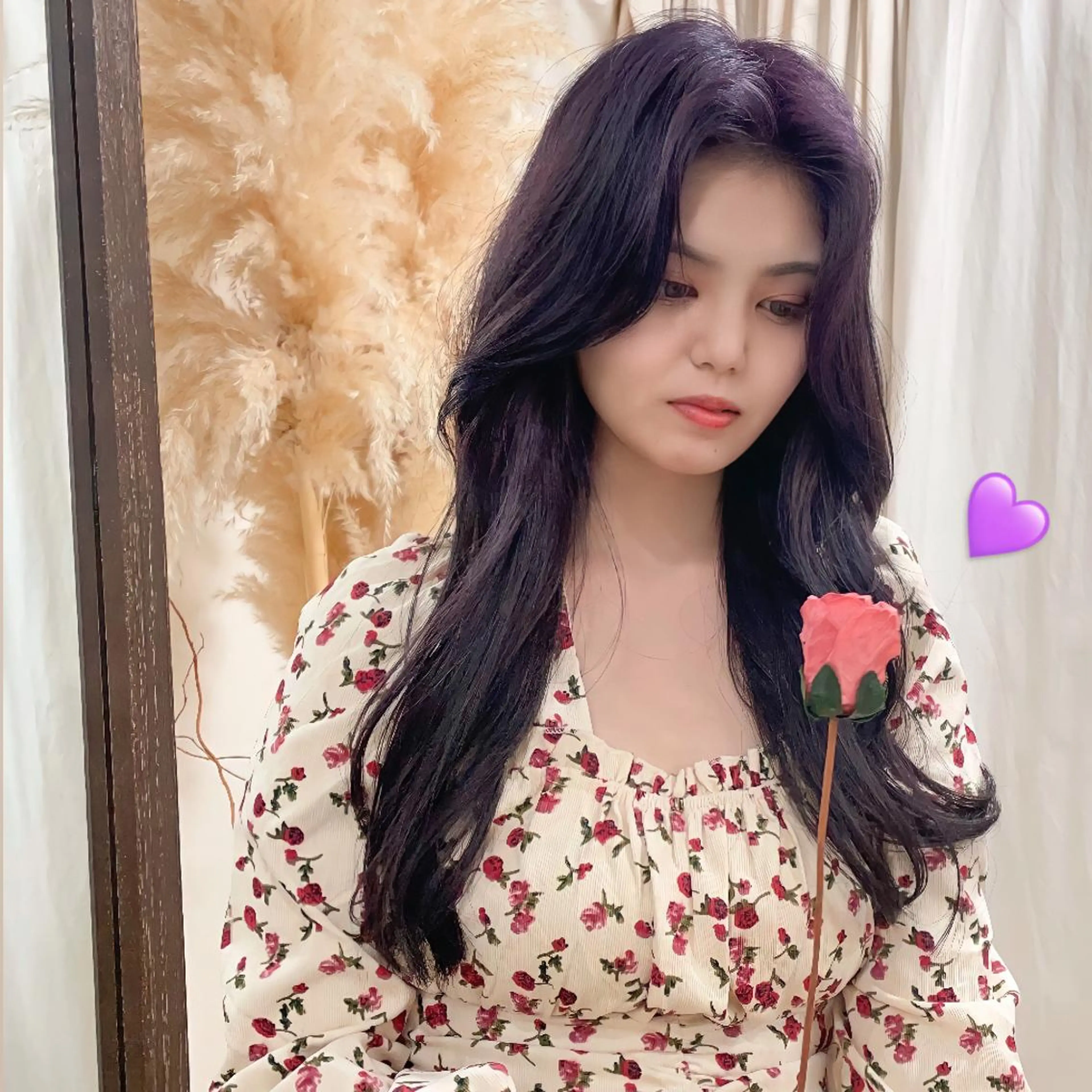 ロング カラー ラベンダーカラー ヨシンモリ 韓国風ヘア 透明感カラー×小 顔レイヤー♡ヒデさんのヘアスタイル