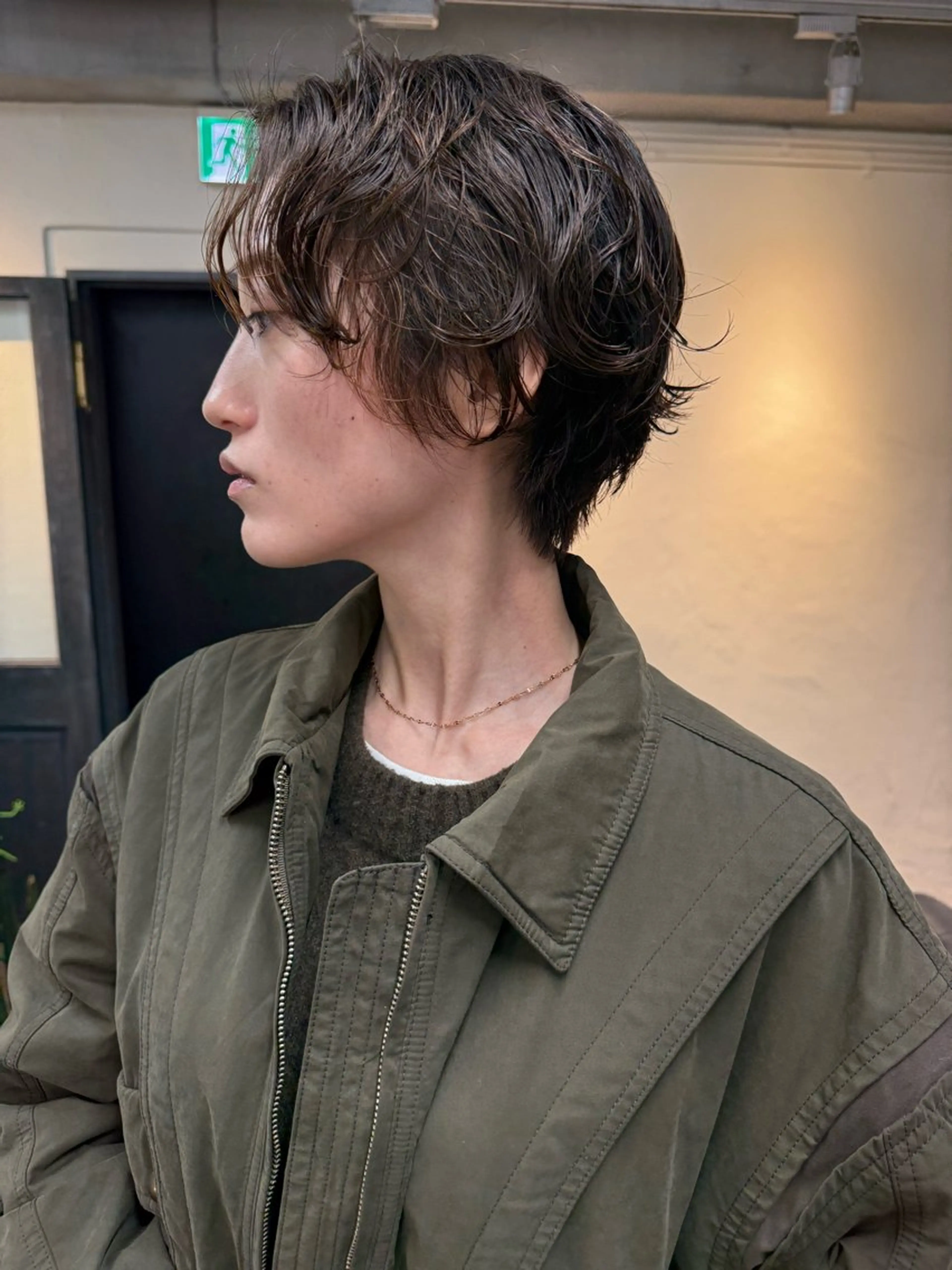 ショート カラー パーマ ブラウンカラー ニュアンスパーマ カット ヘアカラー パーマ トリートメント 森貴裕/ベージュ/ パーマ/オリーブのヘアスタイル