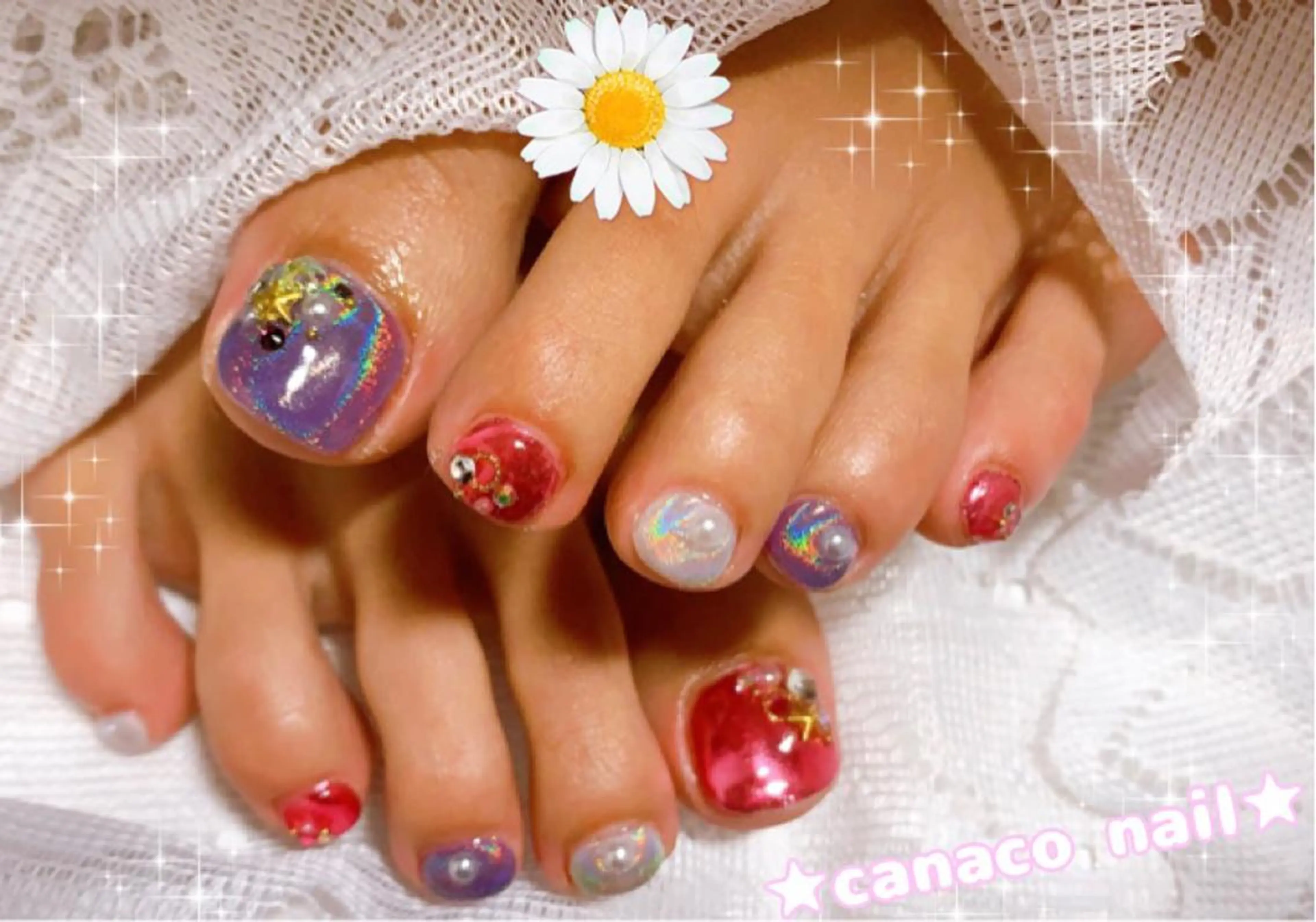 ネイル アートネイル フットネイル ジェルネイル キラキラネイル ミラーネイル ベテランネイル cnc nailのネイルデザイン