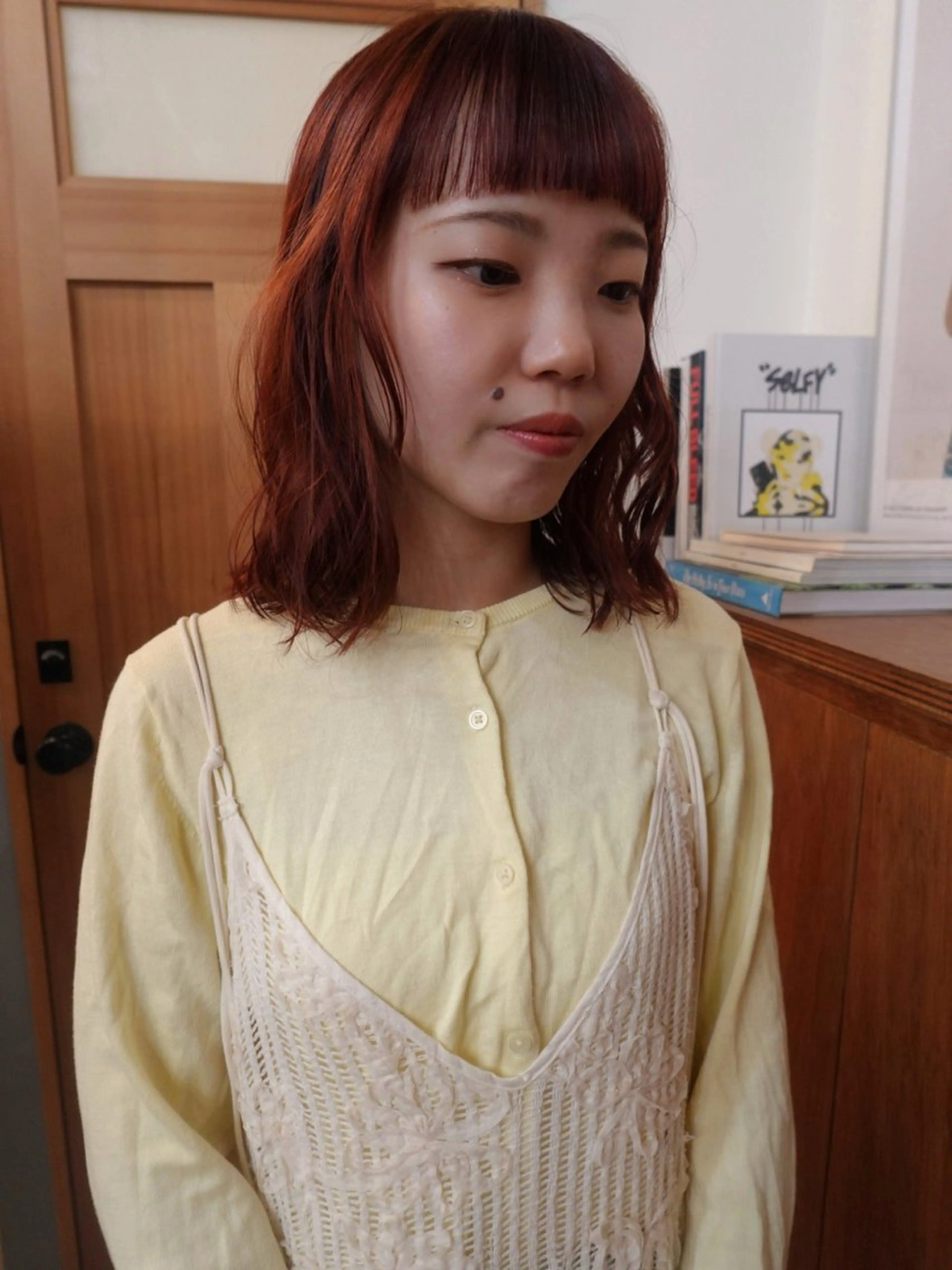 ミディアム カラー オレンジ カット ヘアカラー Stoop所属・momo /ボブ/パーマのヘアスタイル