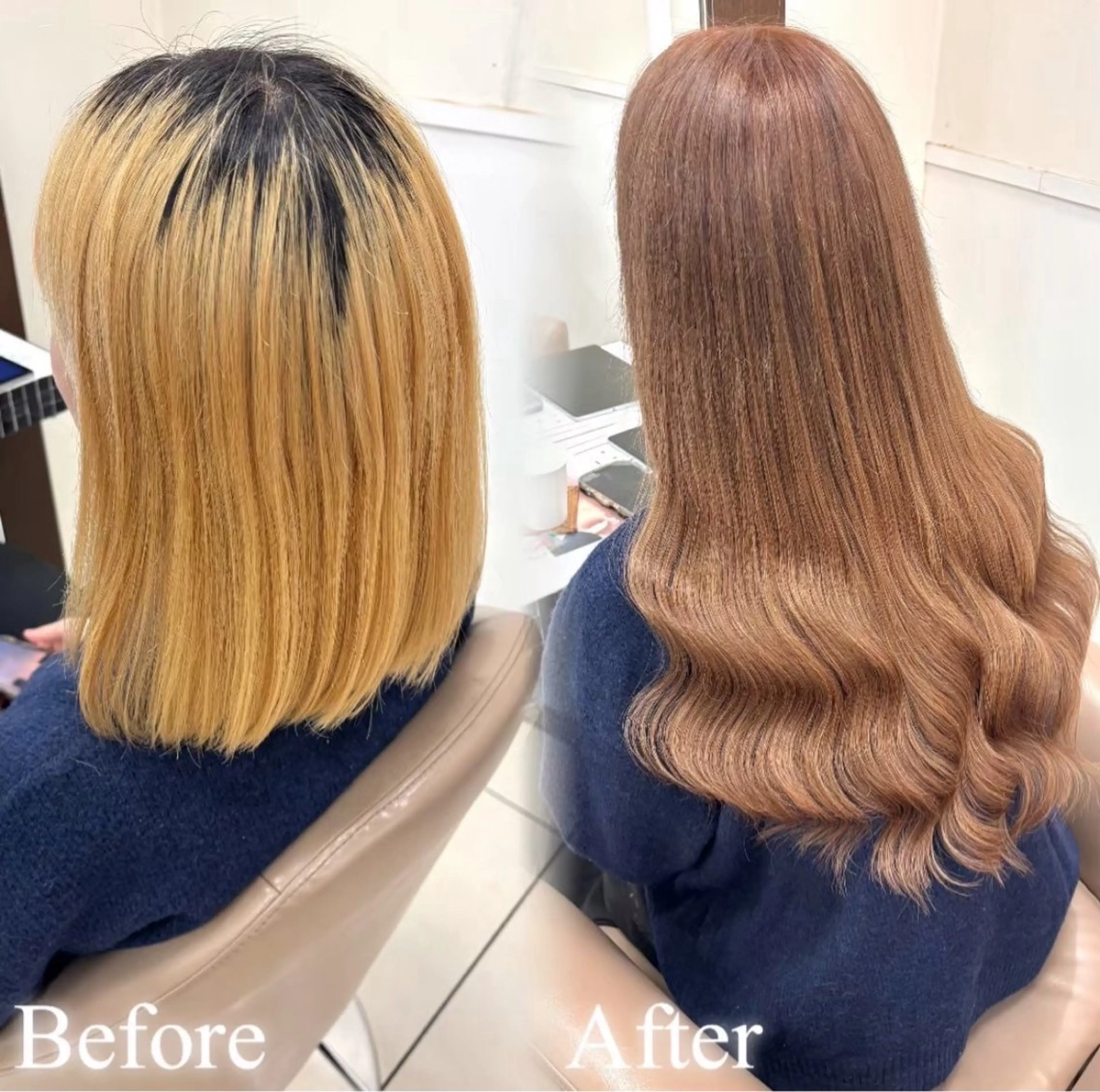 セミロング カラー 羽エクステ/シール エクステ/横浜駅5分のヘアスタイル