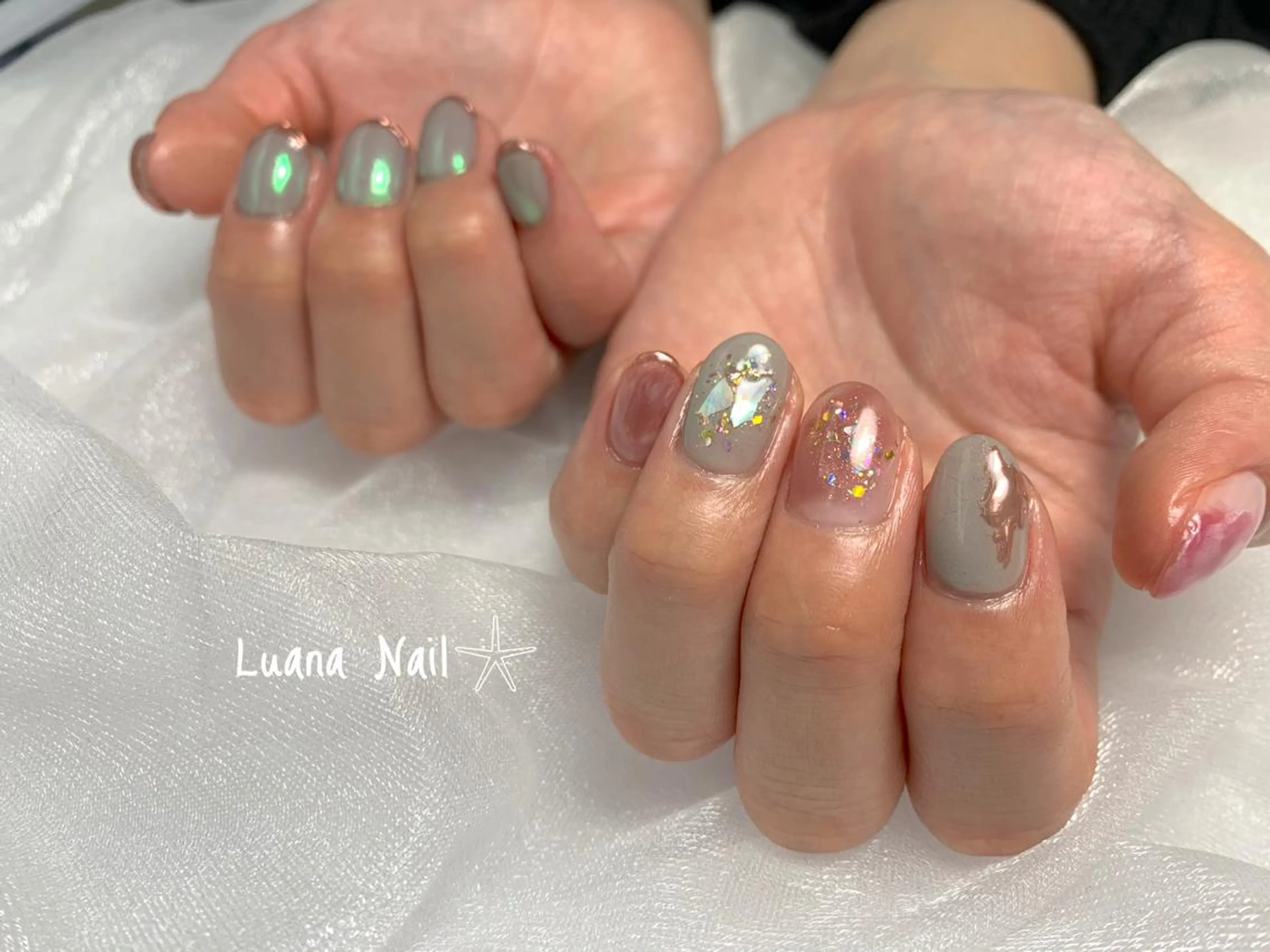 ネイル ミラーネイル ハンドネイル BeauJu by Luana Nailのネイルデザイン