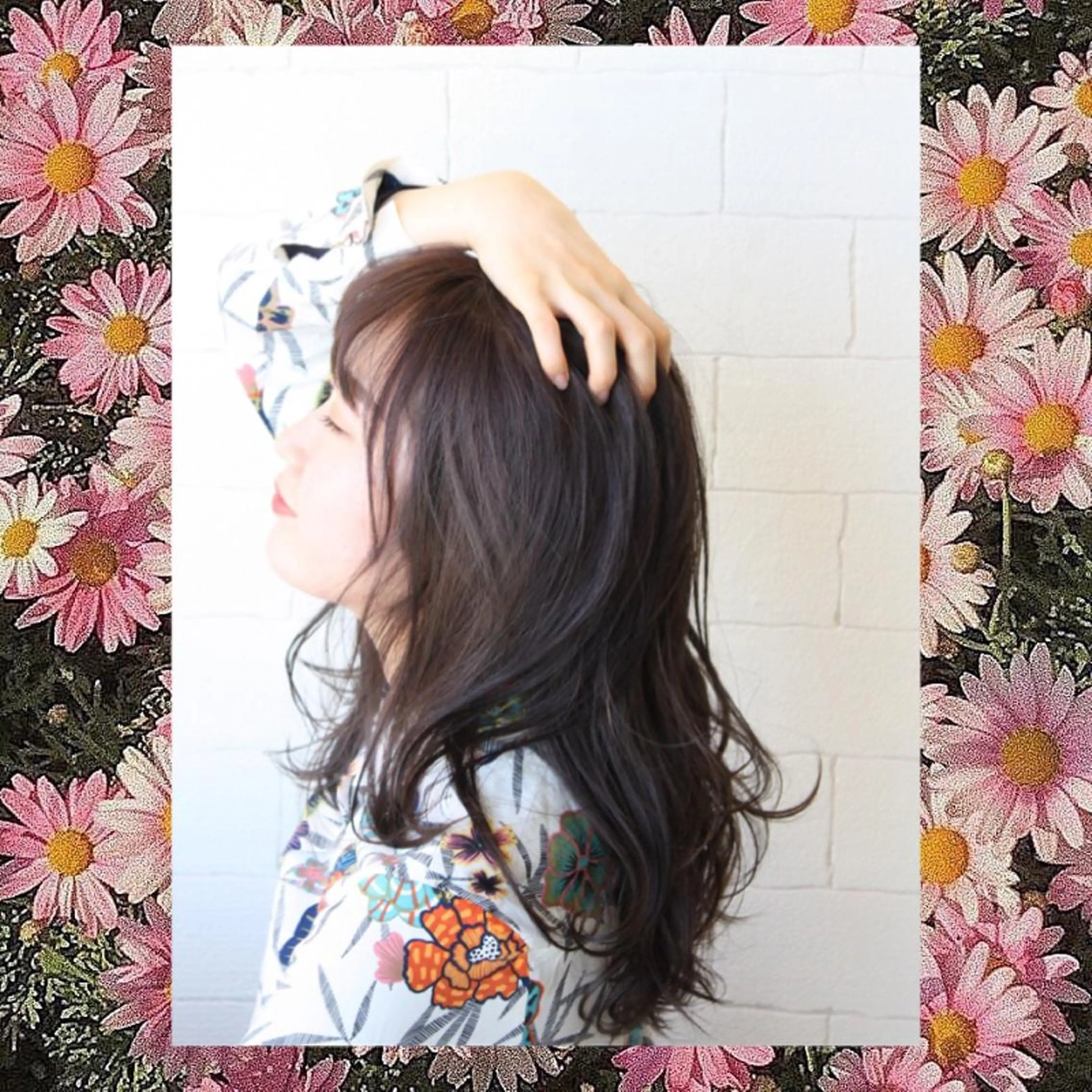 セミロング カラー ヘアアレンジ ブラウンカラー パープルカラー パープルブラウン 🤍オオカワ レイナ🤍のヘアスタイル