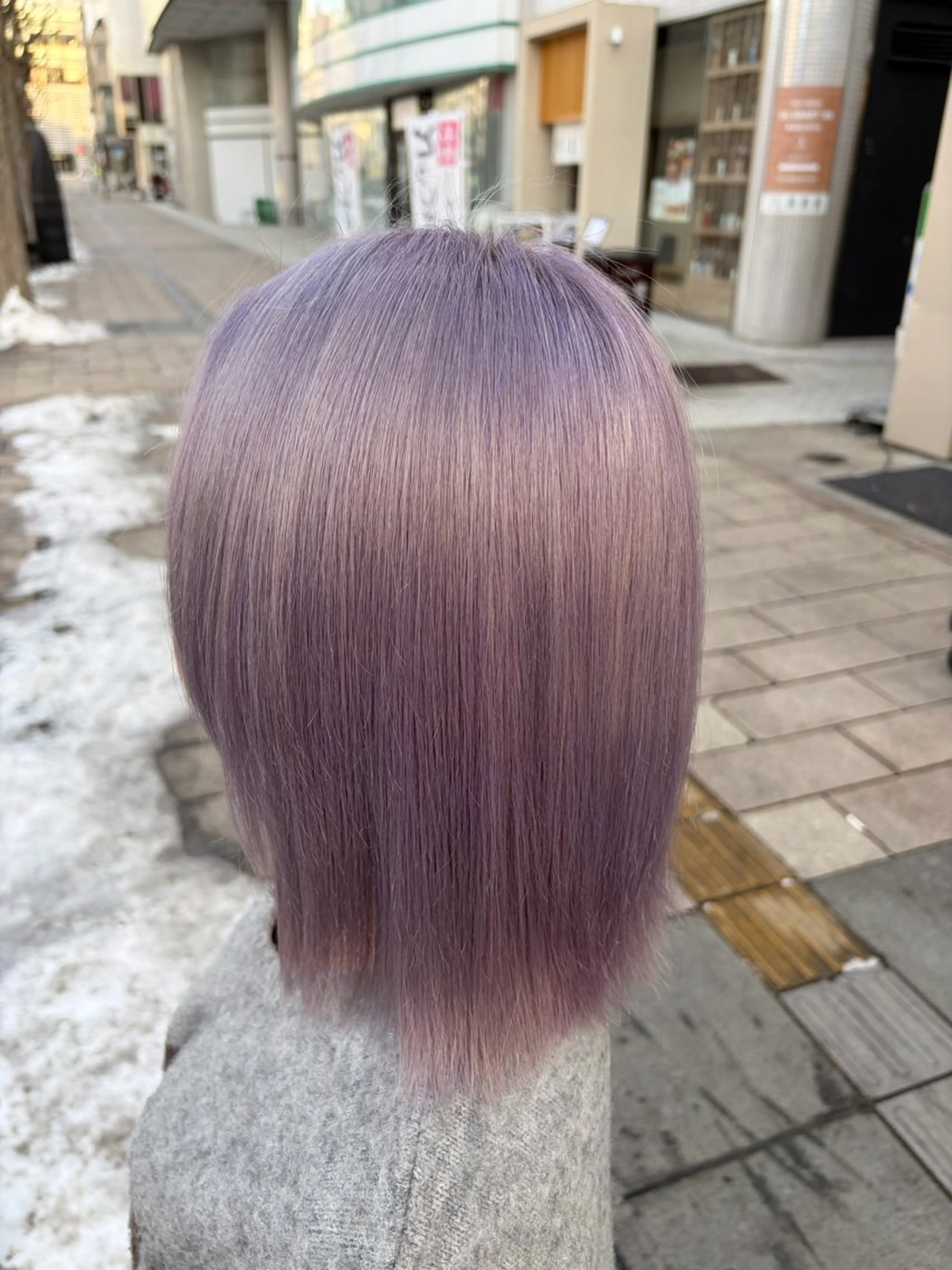 ミディアム カラー ブリーチ パープルカラー トリートメント ヘアカラー りゅうせい ／モデル募集中のヘアスタイル