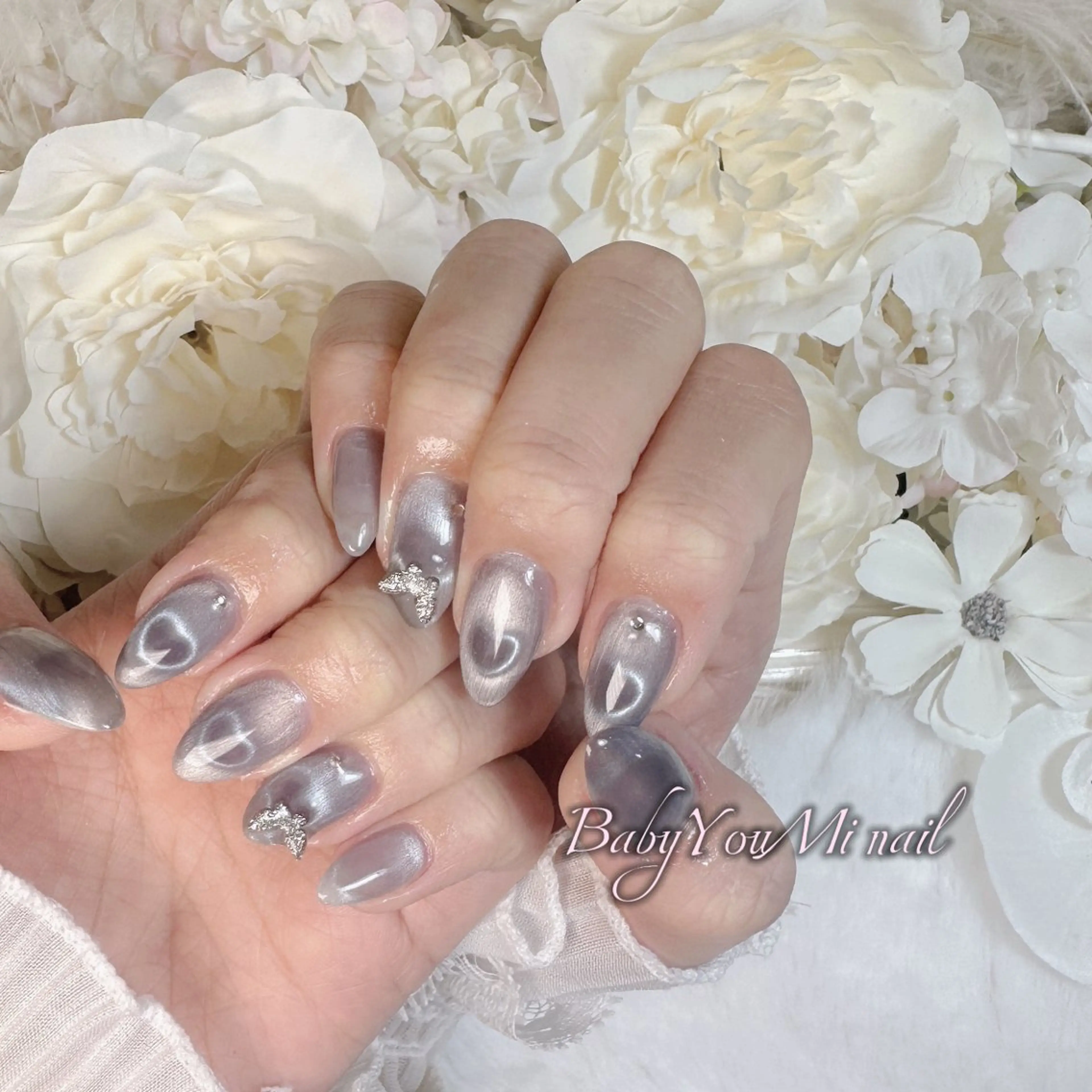 ネイル オーロラネイル 成人式 フットネイル フレンチネイル ジェルネイル ハンドネイル BabyYouMi nailのネイルデザイン