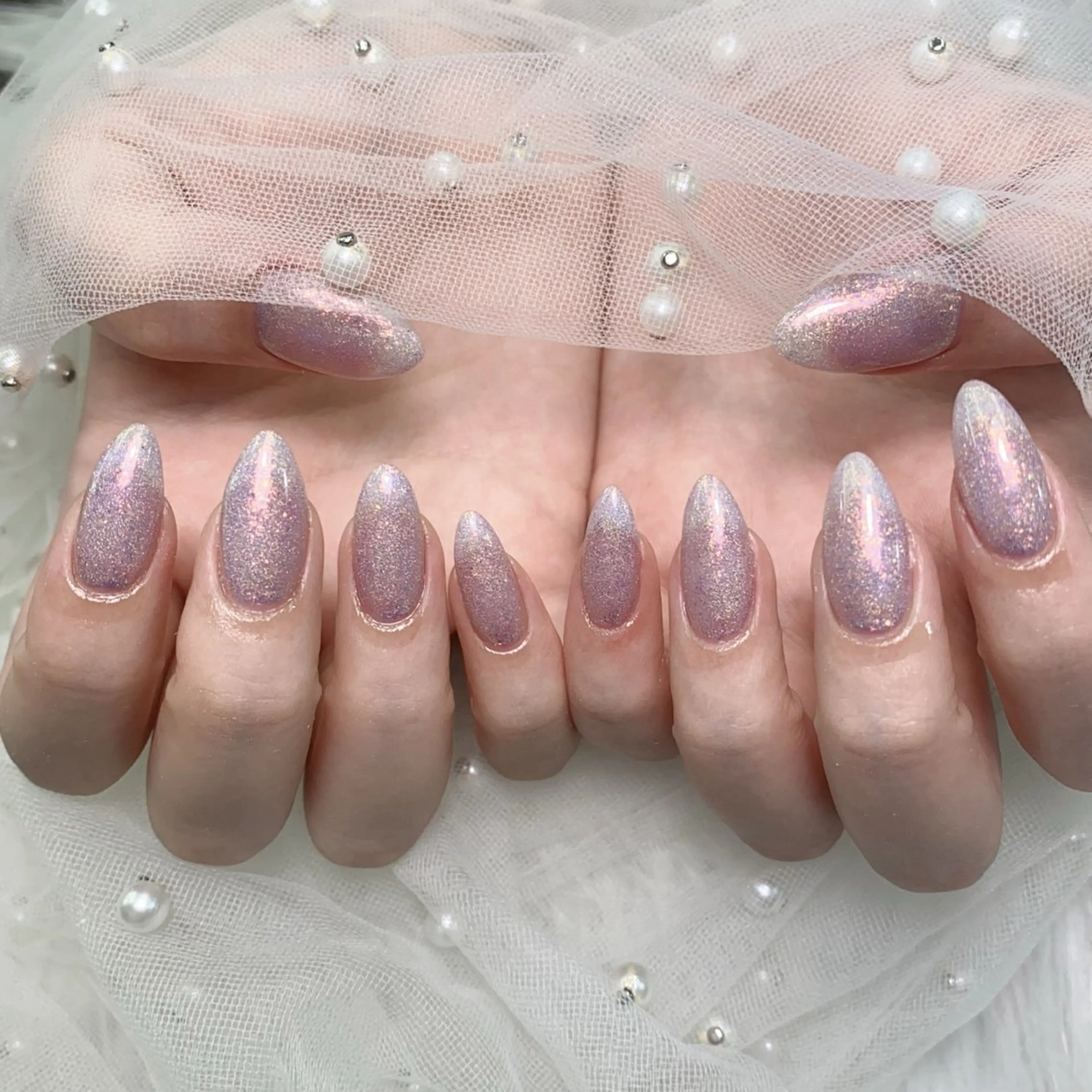 ネイル オーロラネイル 成人式 フレンチネイル ハート 韓国ネイル ハンドネイル Melody Nail所属・Melody  3D/スカルプ専門店のネイルデザイン