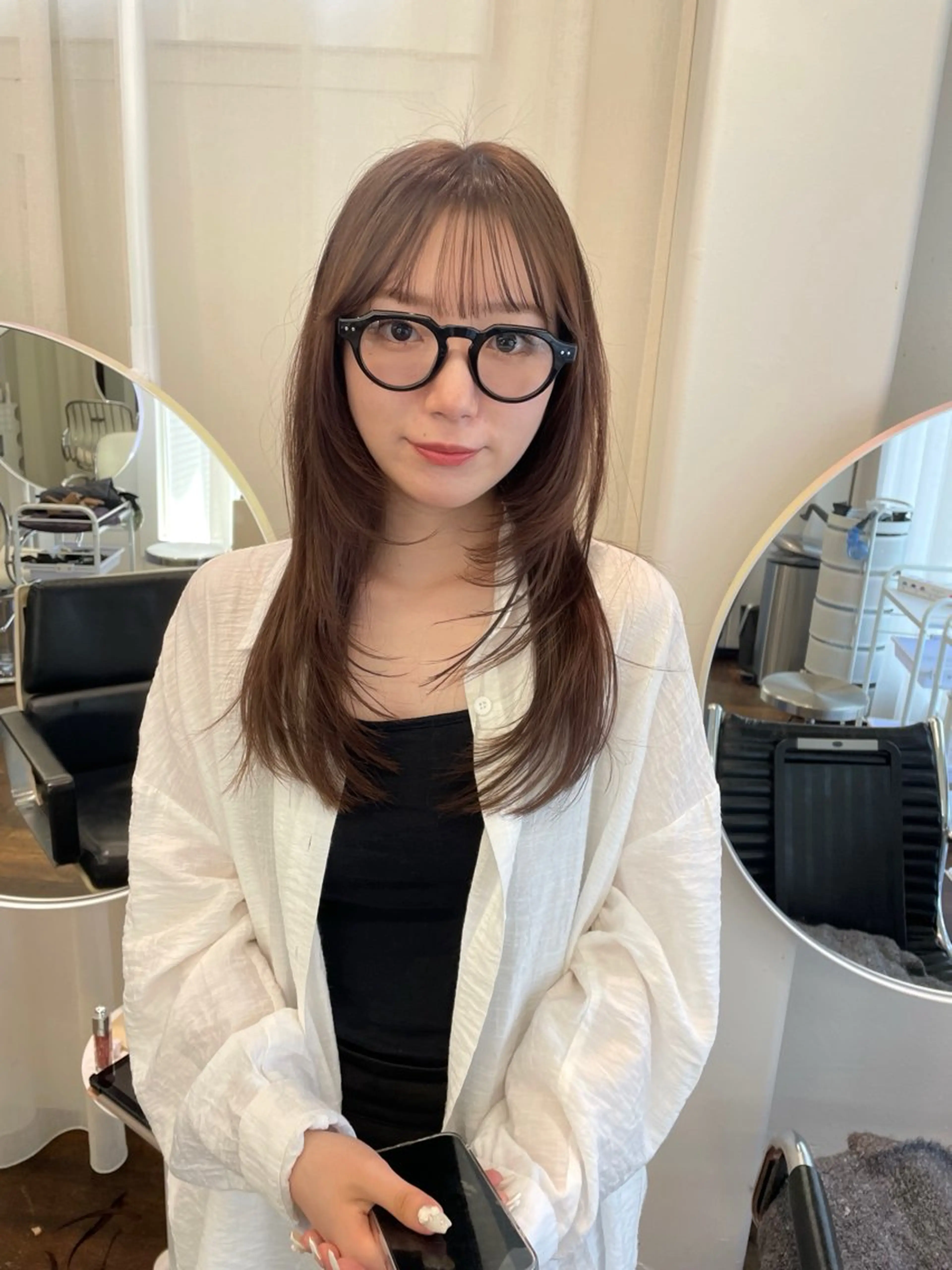 ロング カラー ベージュカラー オリーブベージュ カット ヘアカラー トリートメント レイヤーカット🎀 kanaのヘアスタイル