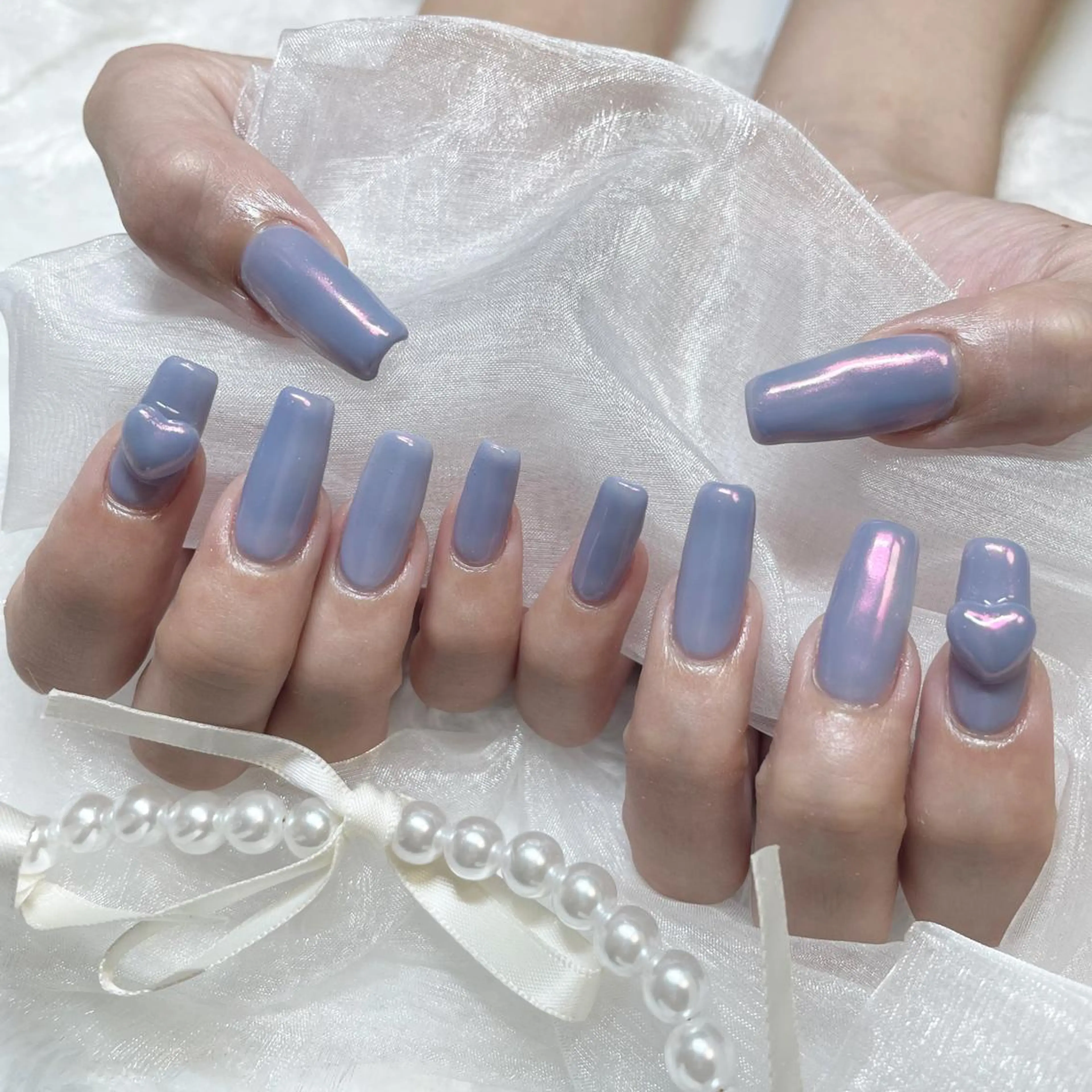 ネイル オーロラネイル ジェルネイル ハート 韓国ネイル 持ち込み ハンドネイル fiore nail 🦋のネイルデザイン