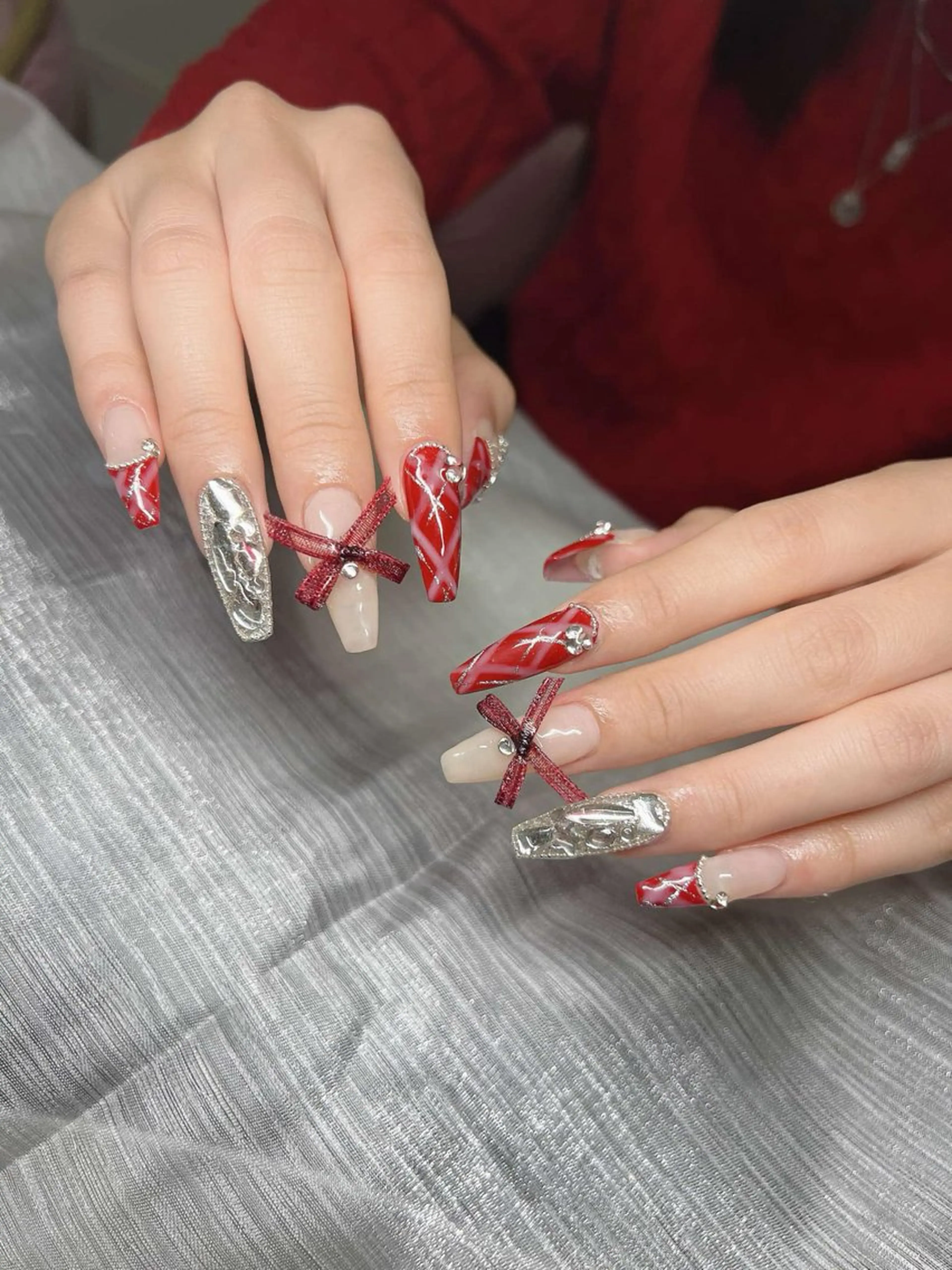ネイル 長さ出し グラデーション キラキラネイル マグネットネイル ミラーネイル Lee Nails チップ長さだし専門店のネイルデザイン