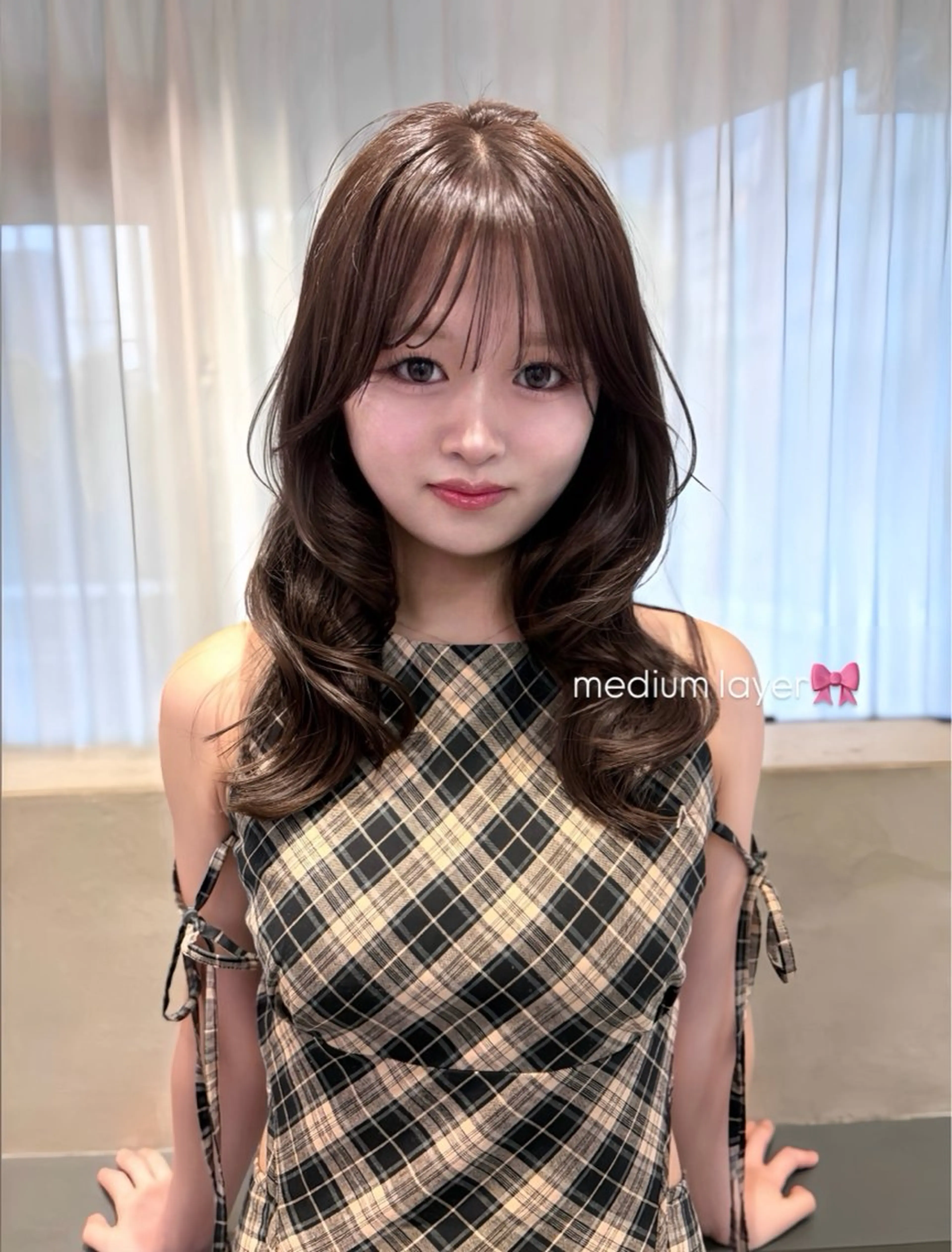ミディアム ミディアムレイヤー 韓国風ヘア レイヤーカット 小顔カット MISAKI/韓国 透明感カラー🎀のヘアスタイル