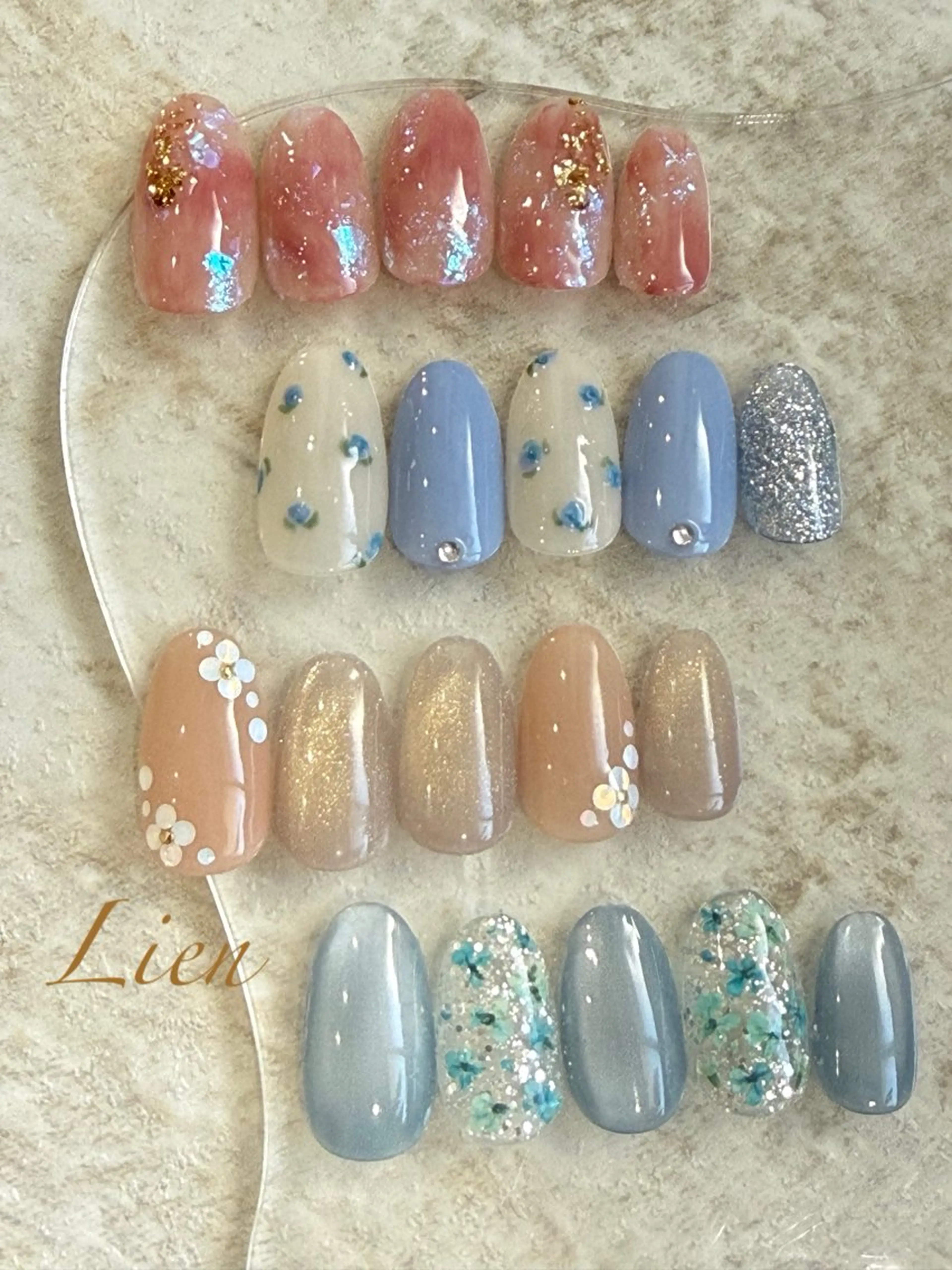 ネイル 長さ出し フットネイル フレンチネイル ジェルネイル ガラスフレンチ ハンドネイル Lien（リアン） 銀座駅6分のネイルデザイン