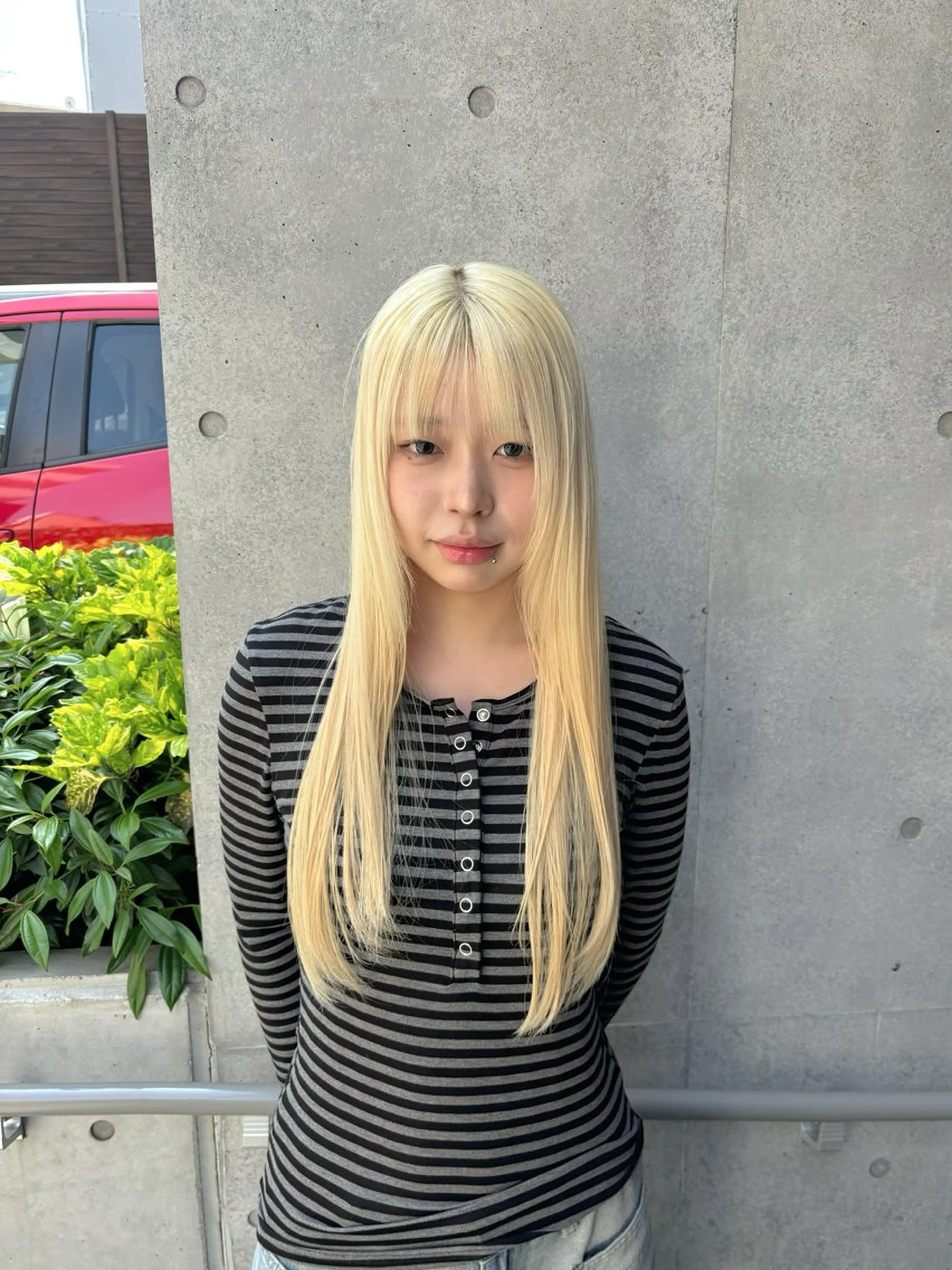 ロング カラー ヘアカラー 一目惚れ艶ハイトーン バンド/しほのヘアスタイル