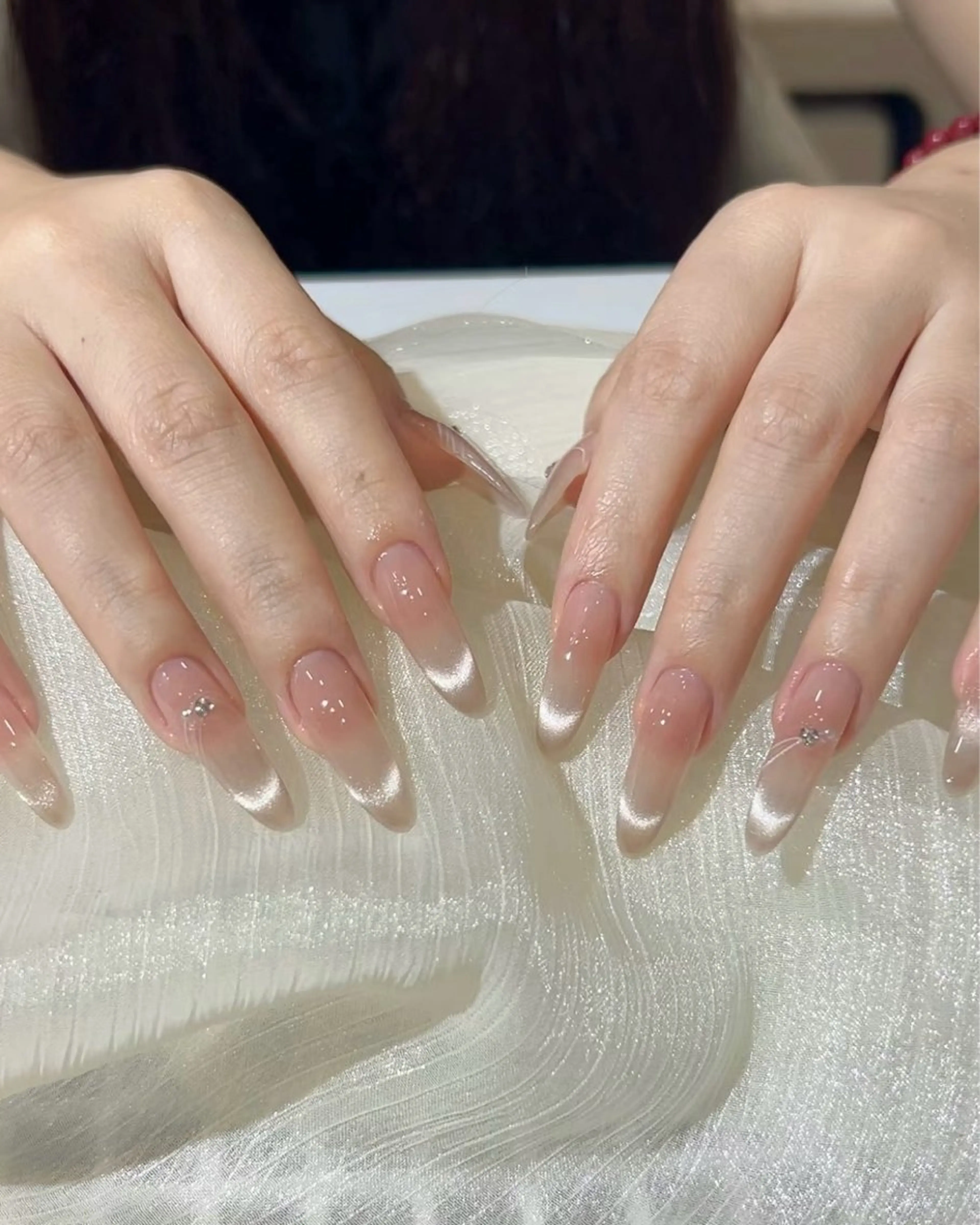 ネイル フレンチネイル 韓国ネイル マグネットネイル ミラーネイル 持ち込み ハンドネイル Speraネイル 大宮店🎀のネイルデザイン