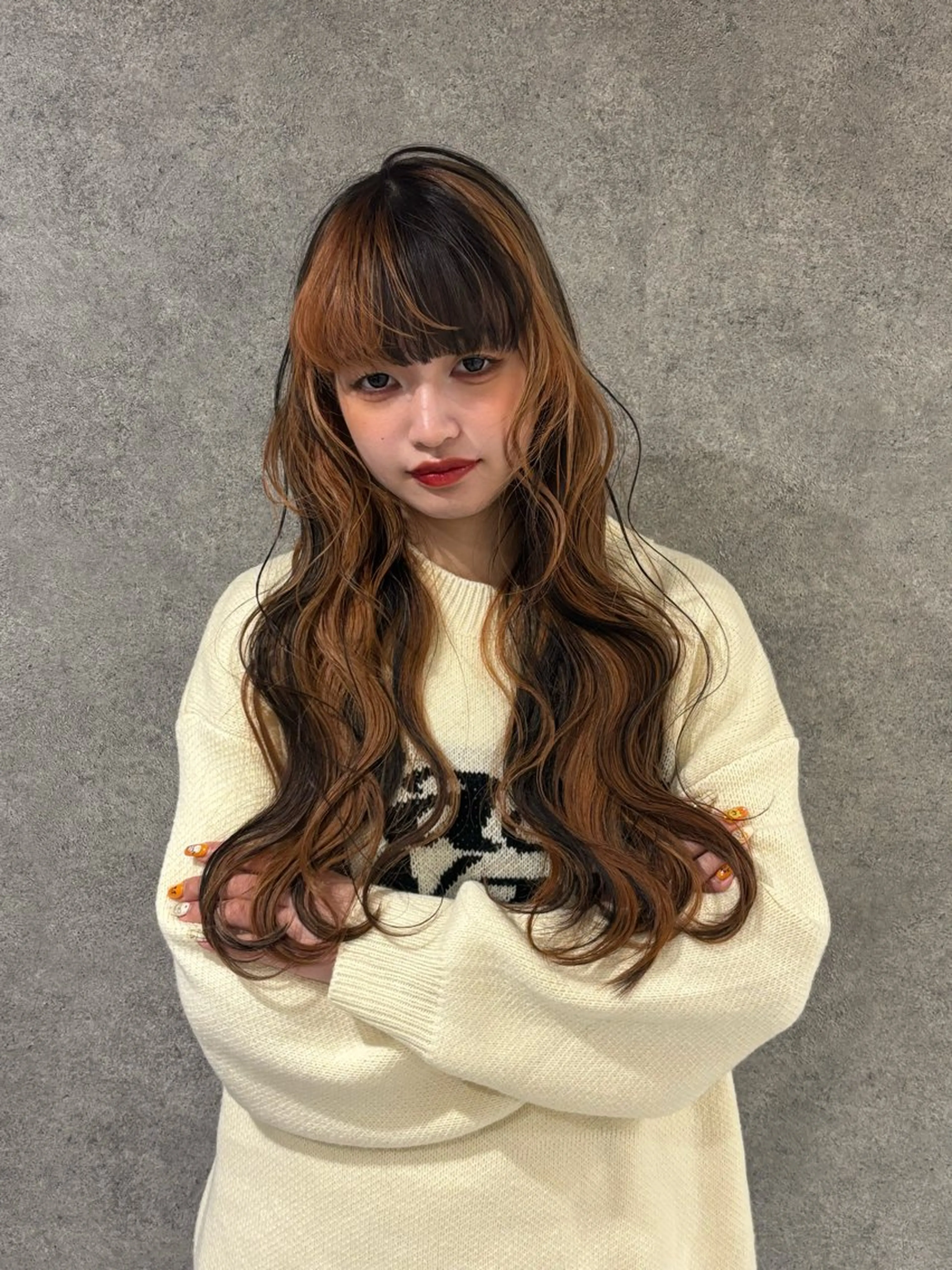 ロング カラー ブリーチ デザインカラー ダブルカラー ブリーチなしカラー 髪質改善 カット ヘアカラー トリートメント RURI韓国ボブ 🇰🇷タッセルボブのヘアスタイル