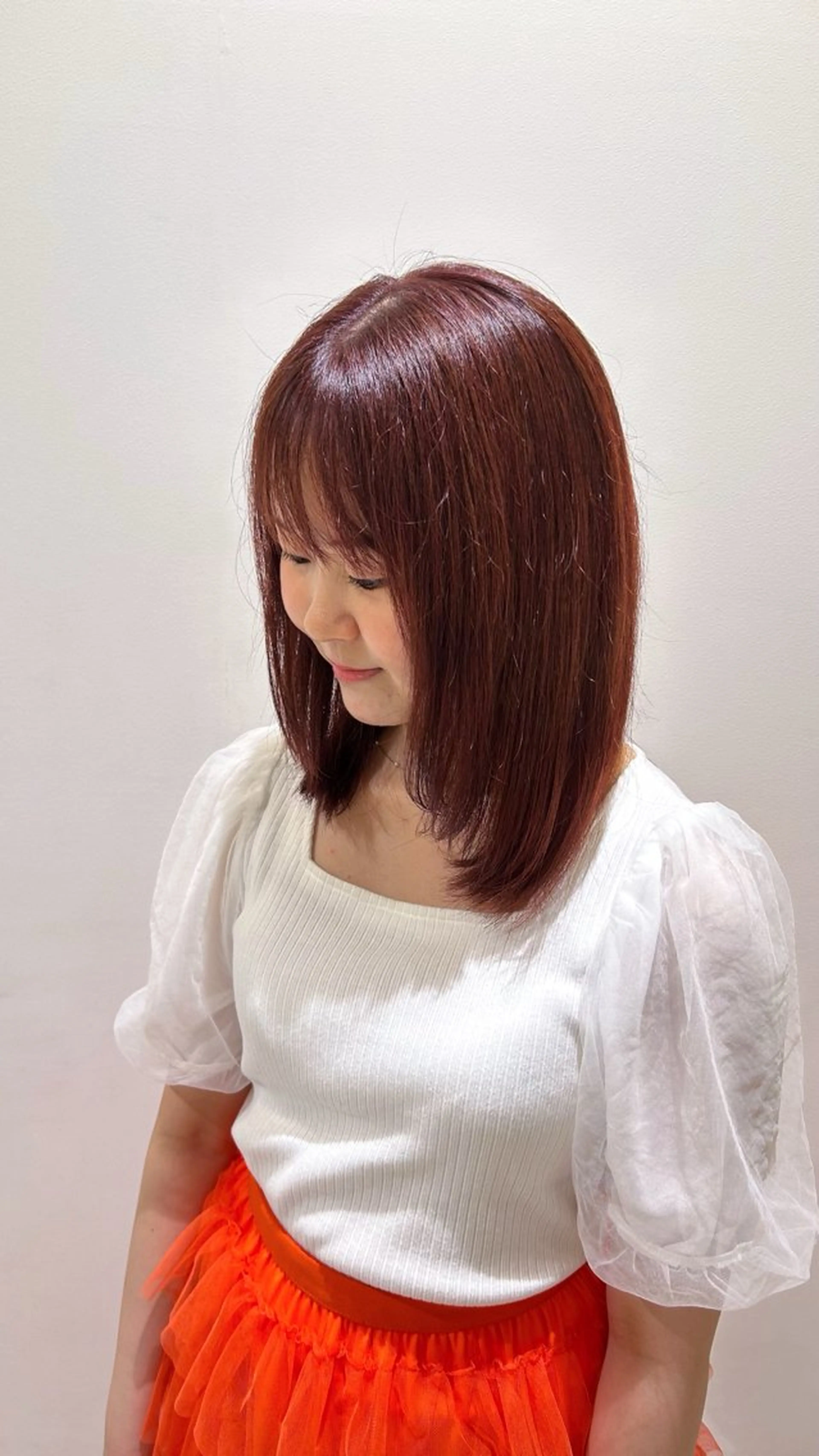 【ロングミディアム・U24限定】カット＋暖色ワンカラー🍇🍒＋2種トリートメントの写真