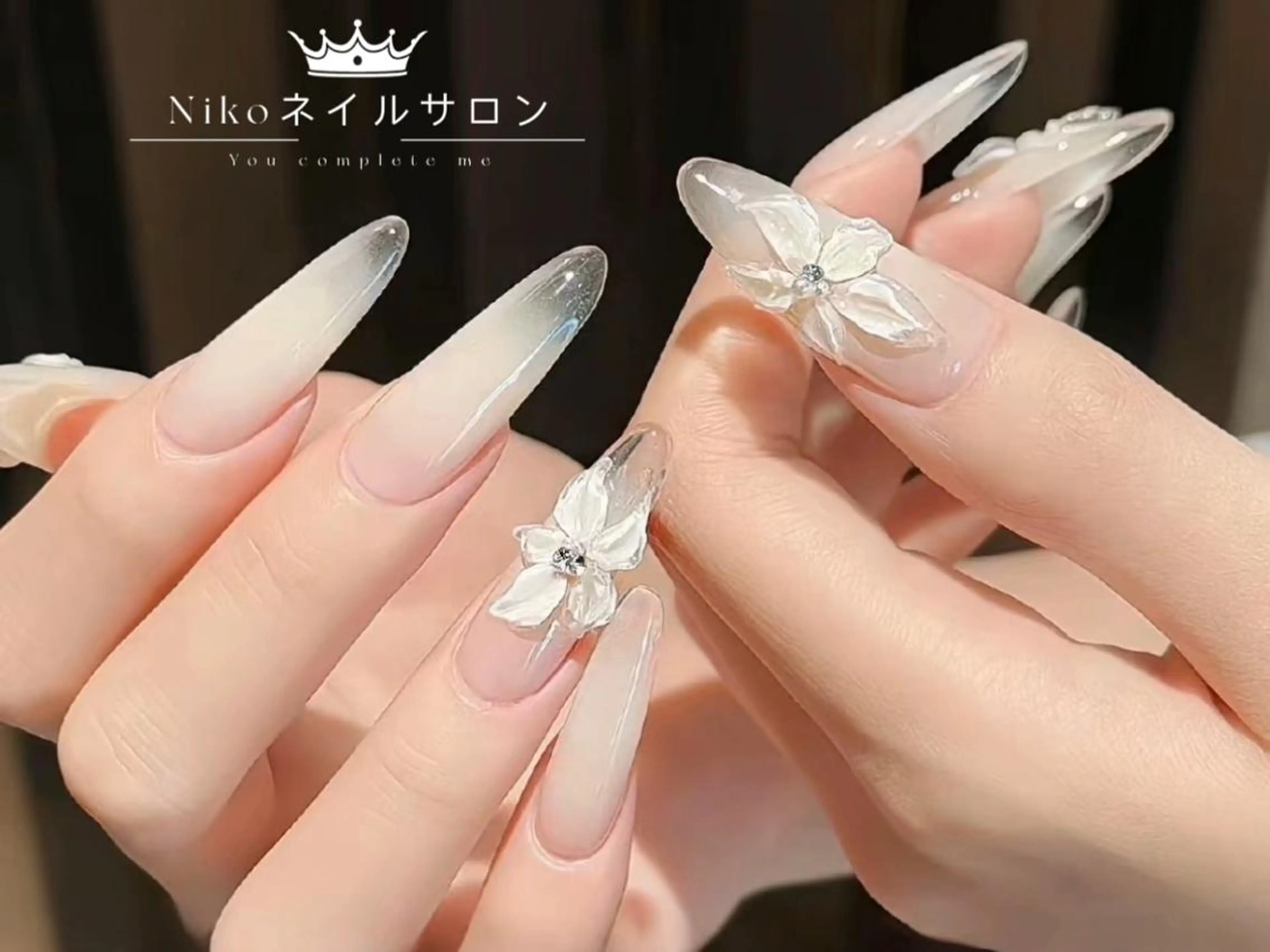 ネイル 長さ出し フットネイル フレンチネイル ジェルネイル ガラスフレンチ Niko ネイルサロン大宮店のネイルデザイン