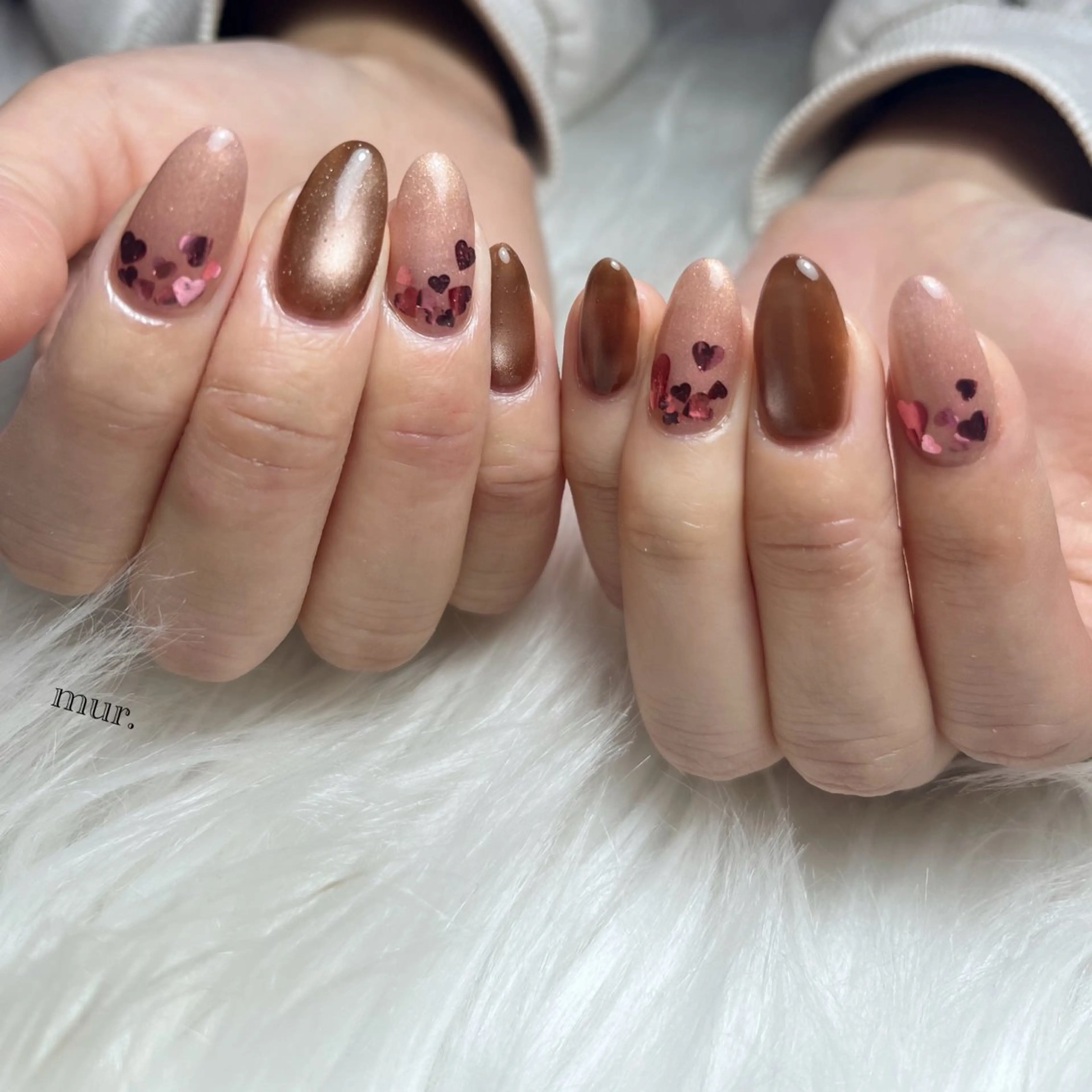 ネイル ハート ピンク ハンドネイル nailsalon mur.のネイルデザイン