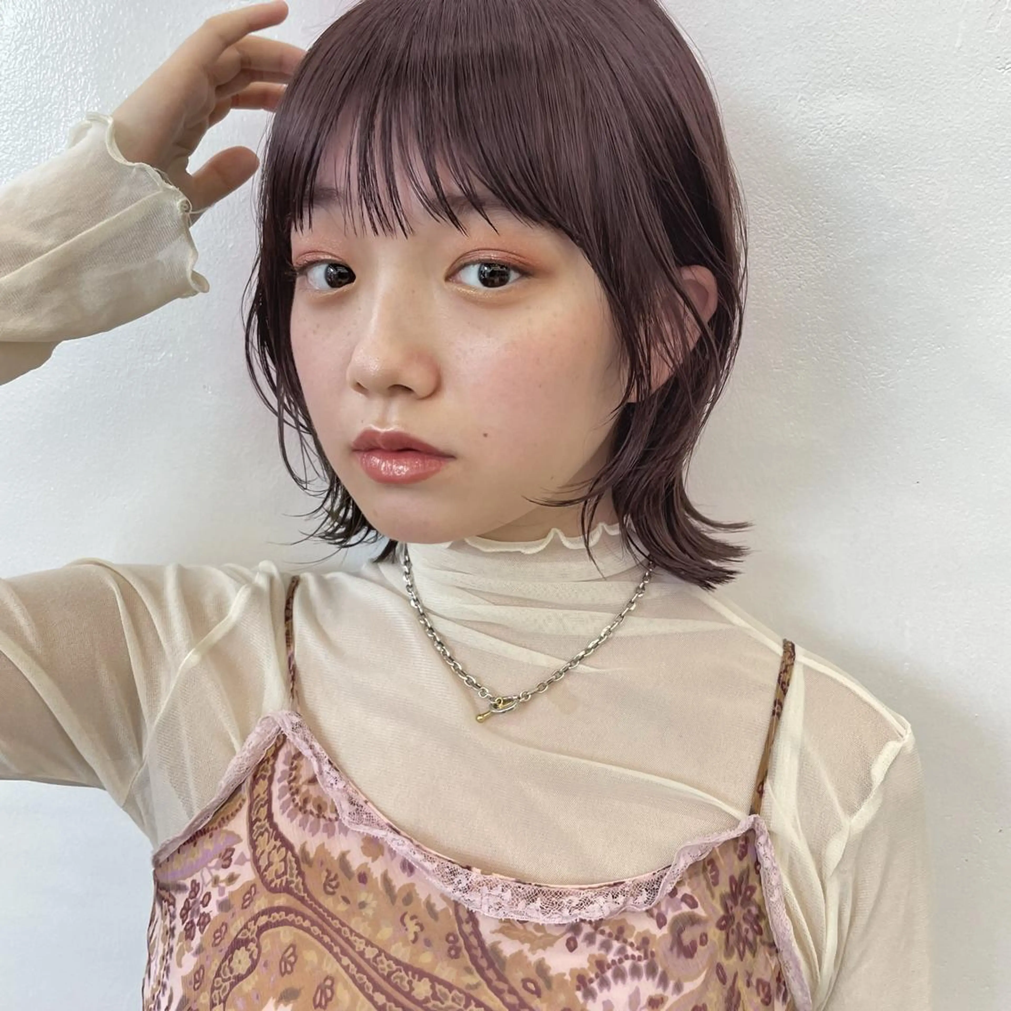 ミディアム カラー ヘアアレンジ グレージュ ラベンダーカラー ラベンダーグレージュ ラベンダーグレー 【柔らか透明感✨/ 似合せ前髪】大石葉月のヘアスタイル