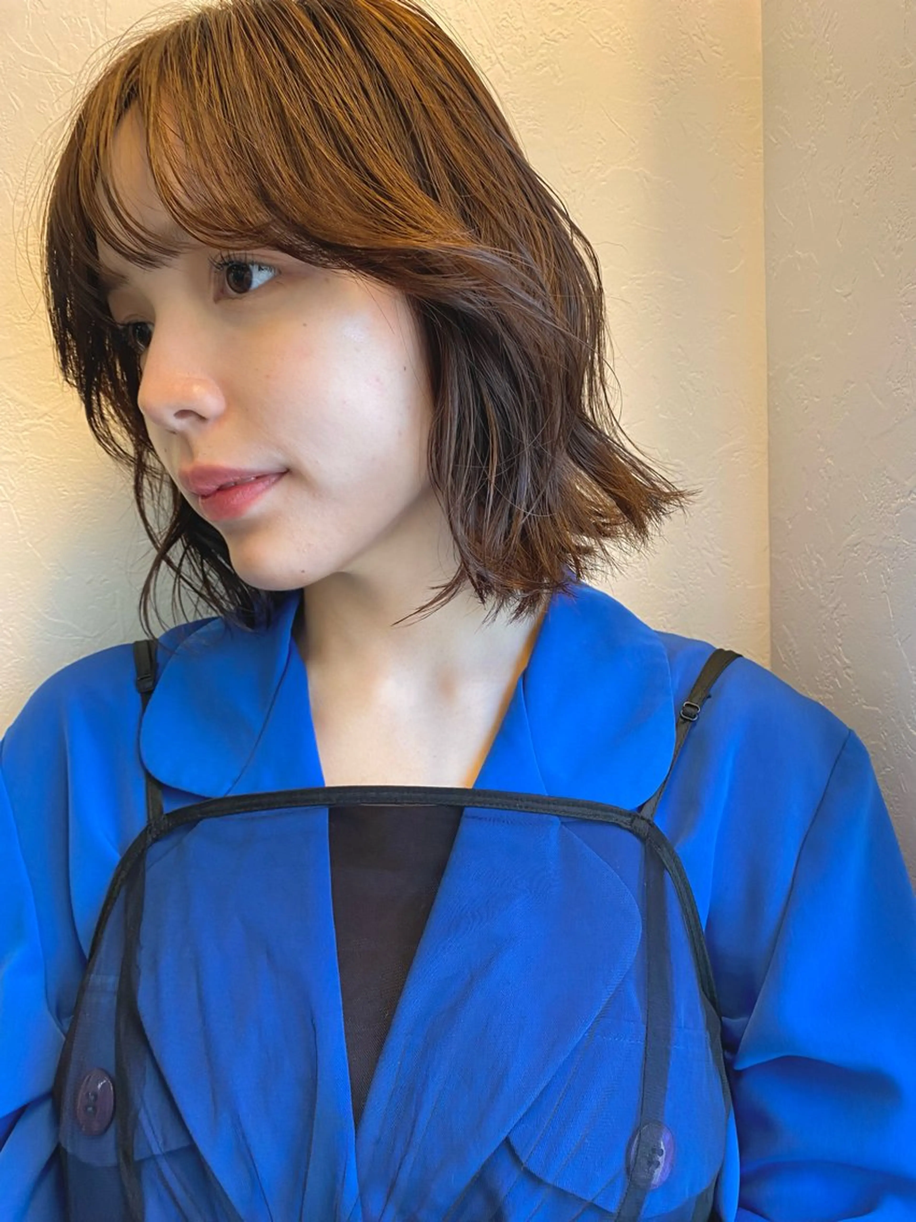 ショート カラー ボブ 森貴裕/ベージュ/ パーマ/オリーブのヘアスタイル