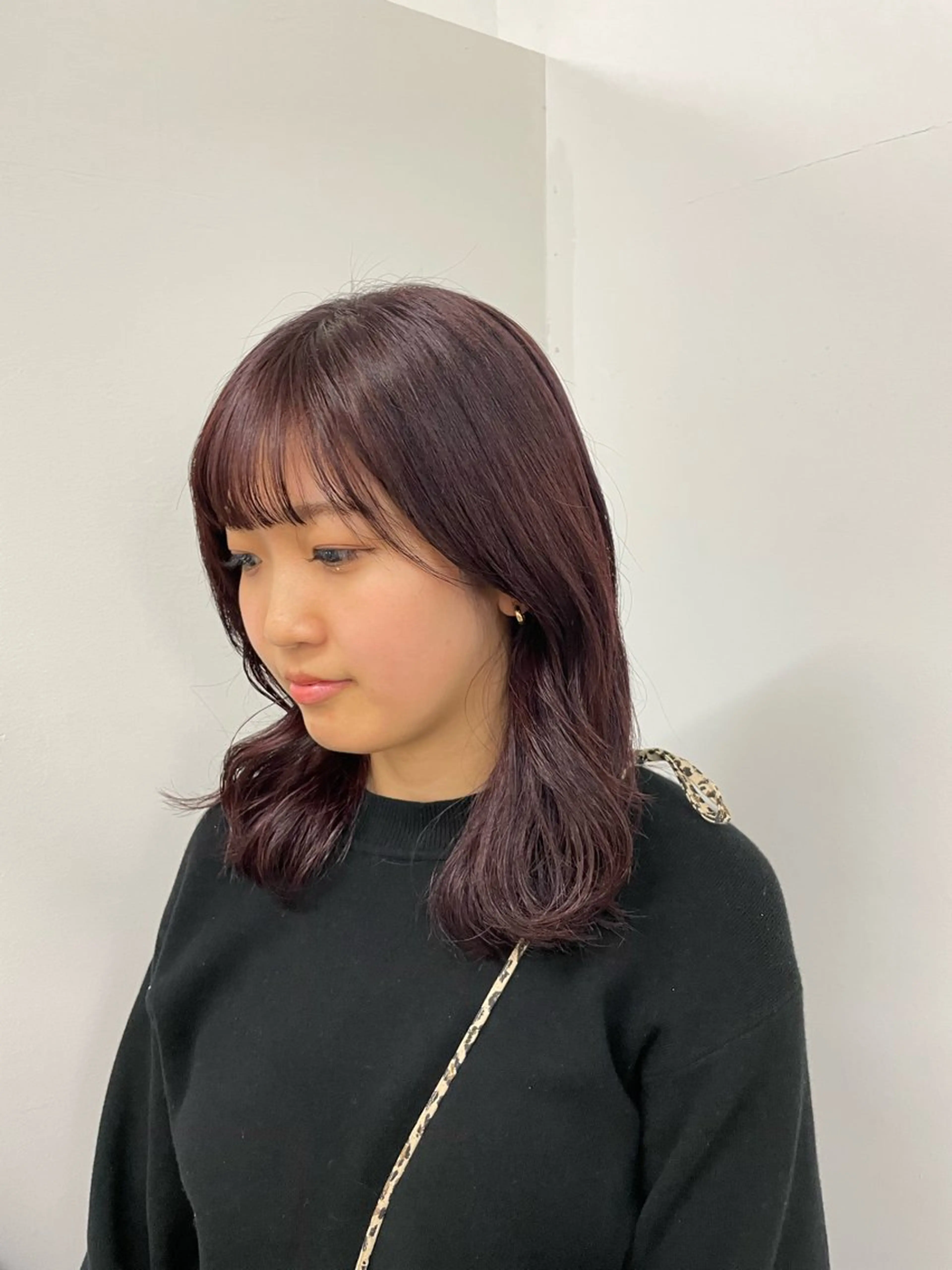 セミロング カラー ピンクカラー ピンクパープル パープルカラー ナギ『kii』 福岡美容室🇰🇷のヘアスタイル