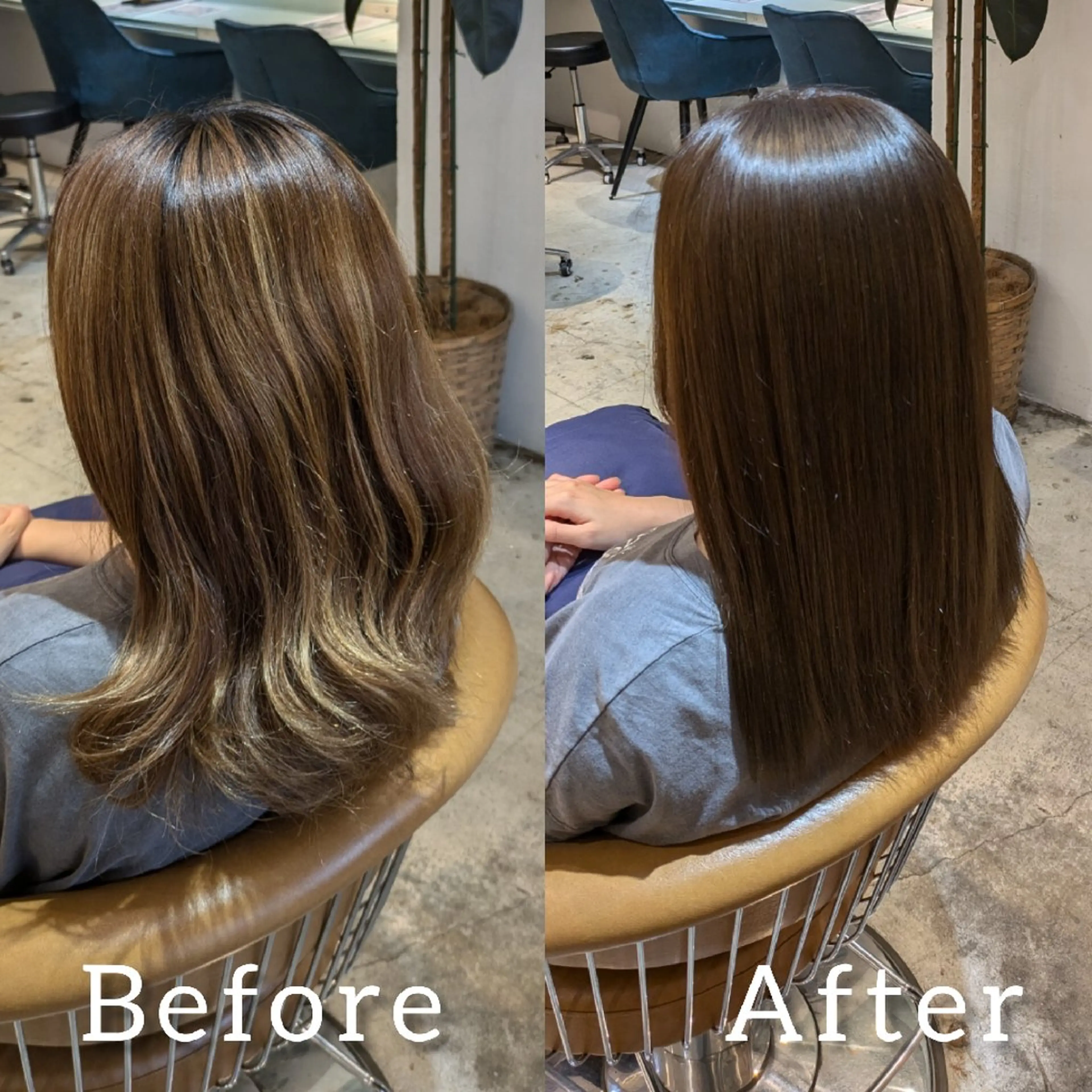 セミロング カット ヘアカラー 縮毛矯正 トリートメント 縮毛矯正/レイヤー 💎やまもとちひろのヘアスタイル