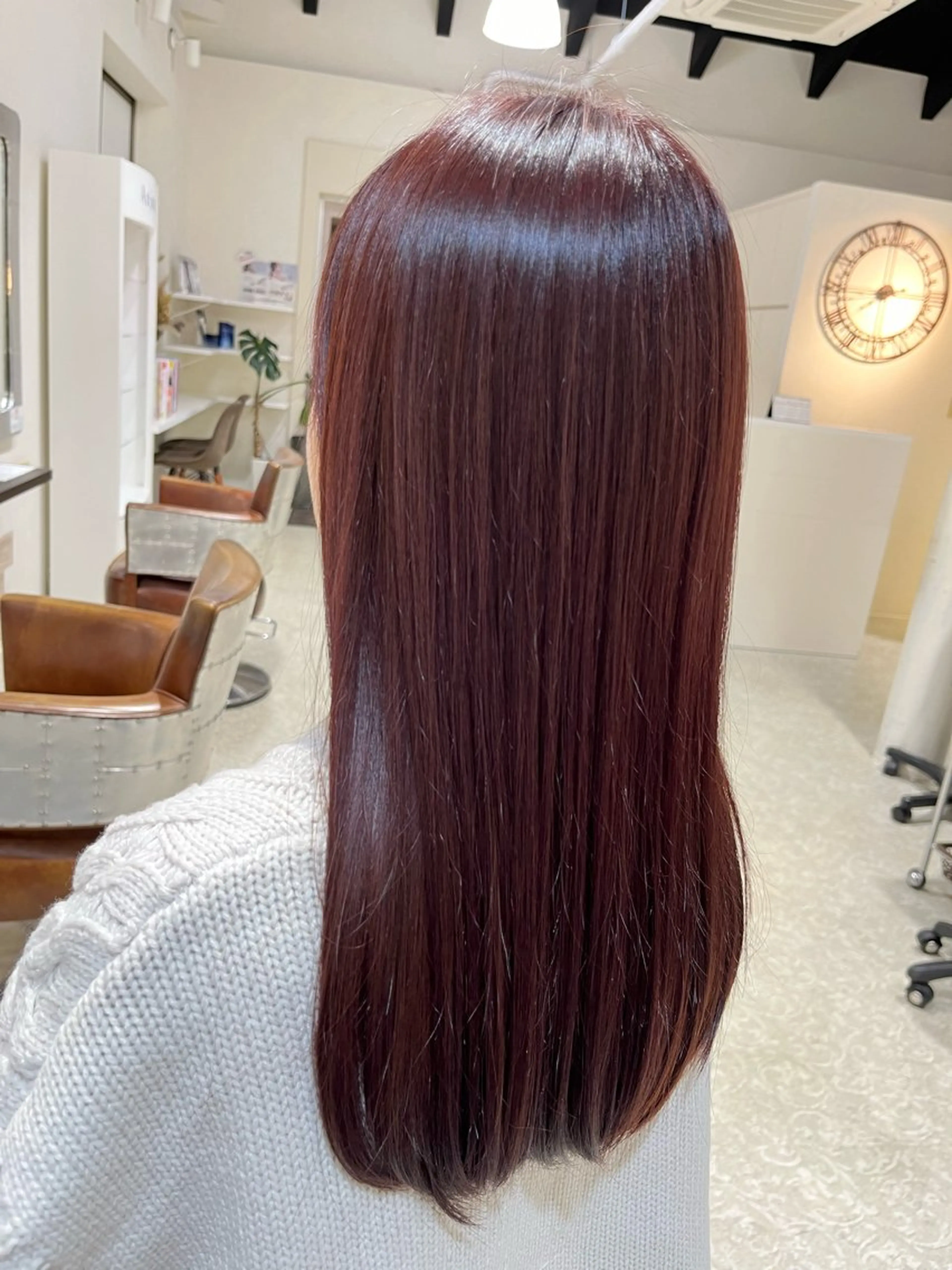 ロング カラー ブリーチ ブリーチなしカラー レッドカラー 田中 和可のヘアスタイル