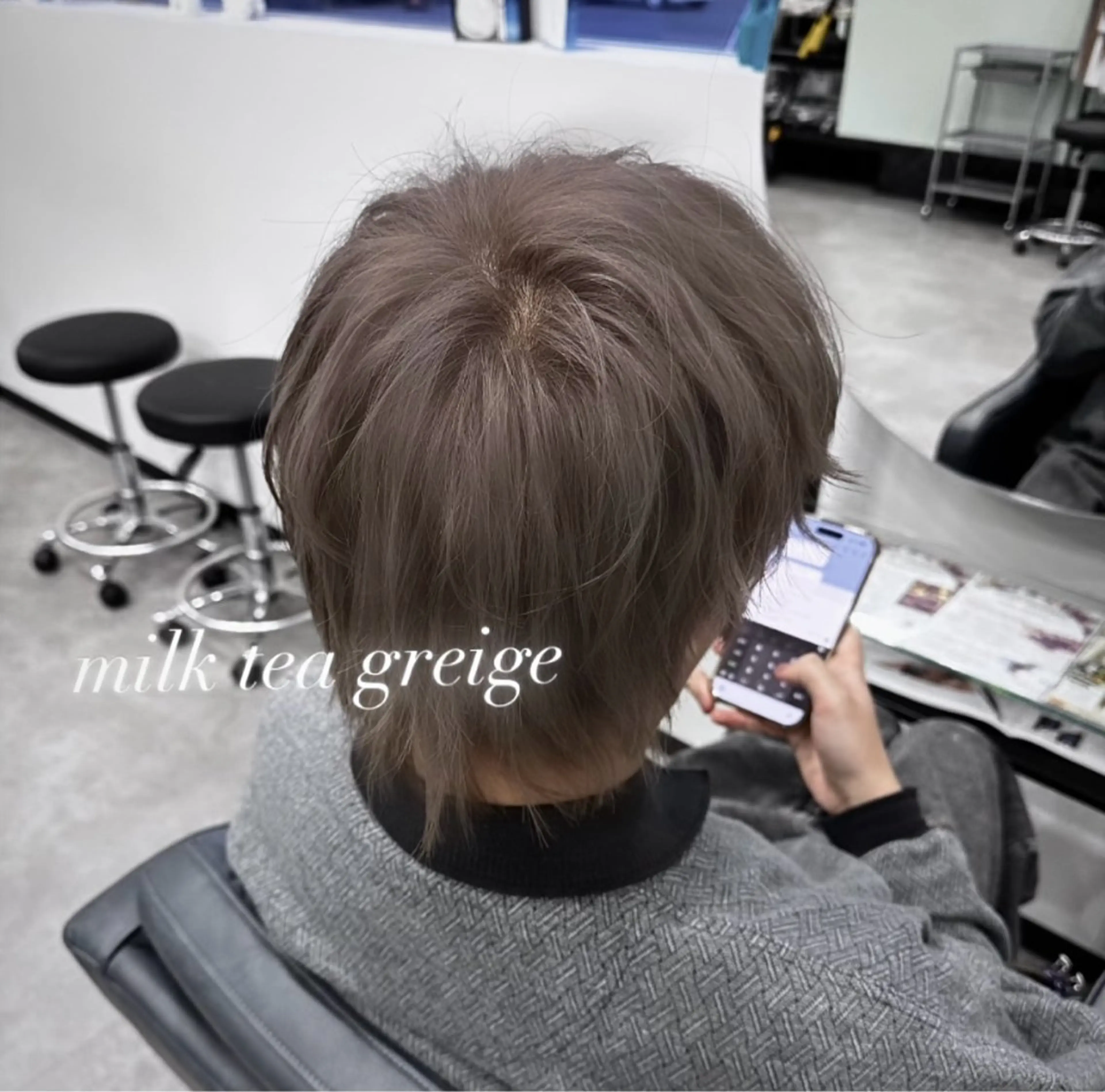 ショート カラー ベージュカラー ブリーチ グレージュ ミルクティーグレージュ ヘアカラー ブリーチカラー/ 透明感カラー/竜希のヘアスタイル