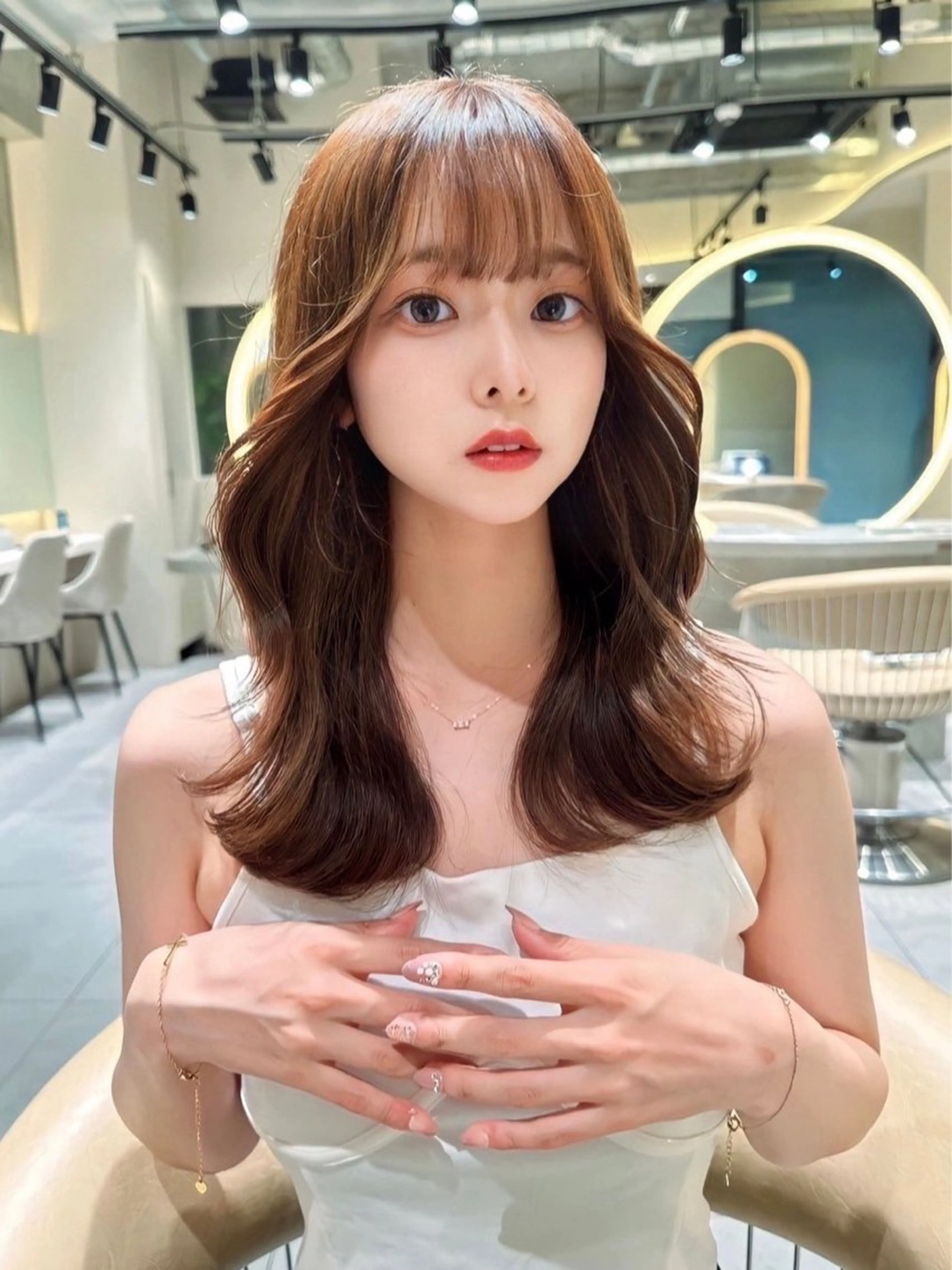 セミロング カラー 透明感カラー レイヤーカット 小顔カット カット ヘアカラー トリートメント ✨レイヤー/韓国 /✨ヘア山下　遥のヘアスタイル